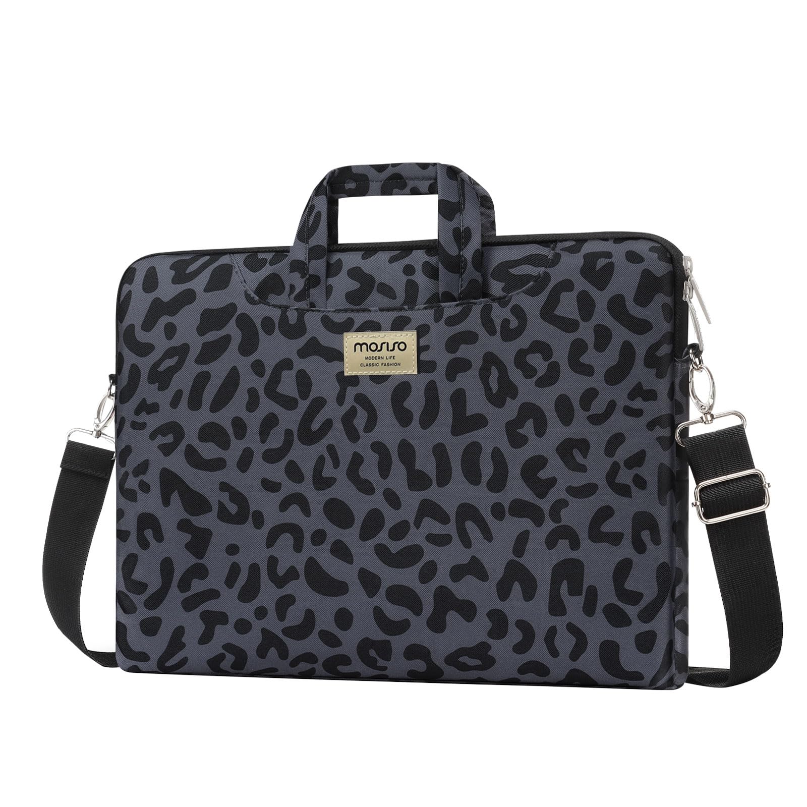 Mosiso Borsa a Tracolla Laptop 15-15.6", Leopardo Grano