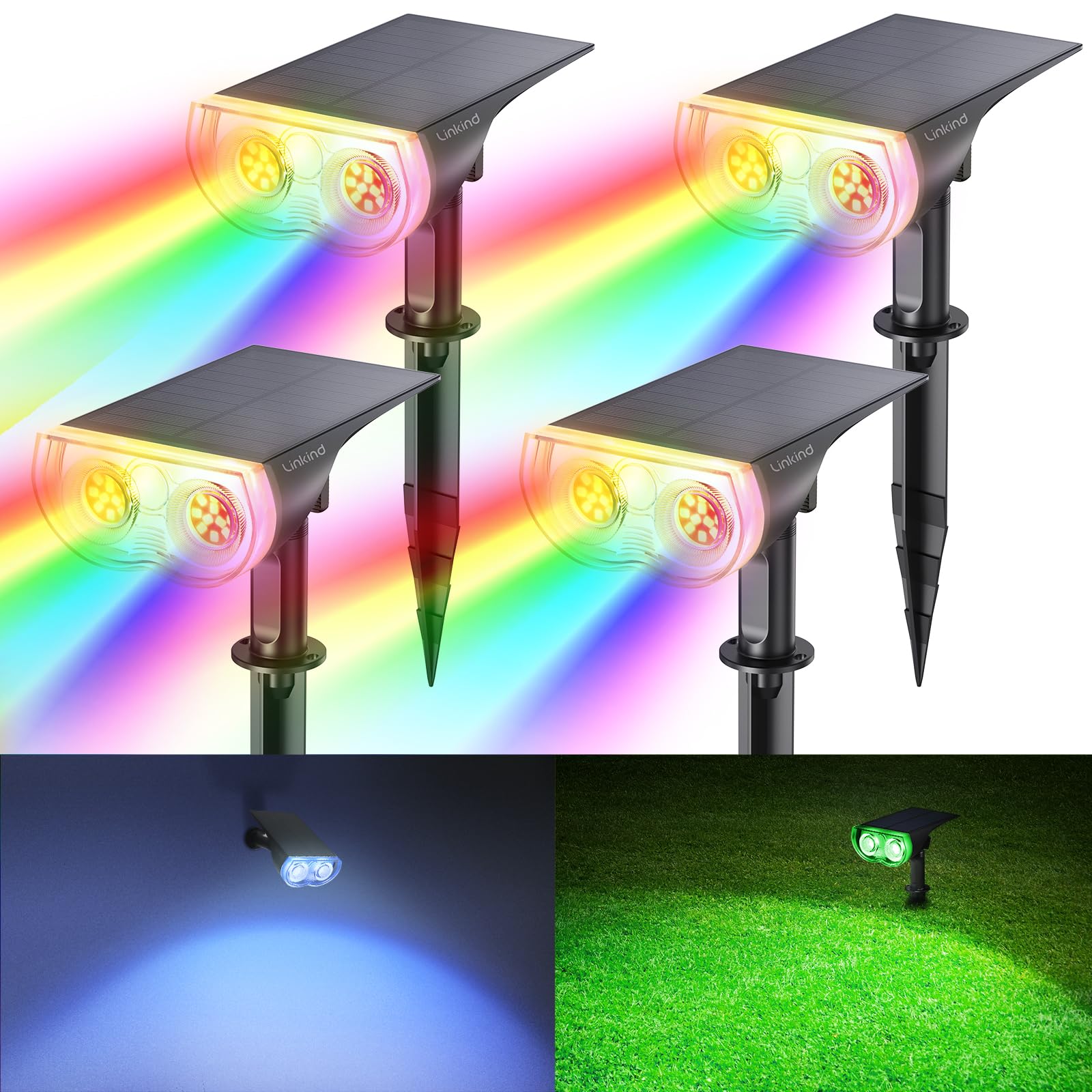 Linkind Luci Solari da Giardino 4 pezzi, IP67