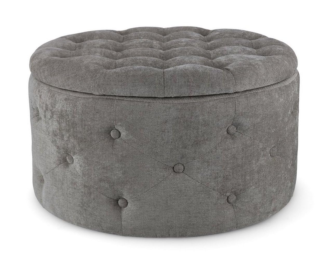 KONTE.DESIGN Pouf contenitore porta scarpe ERNESTINE in tessuto grigio scuro
