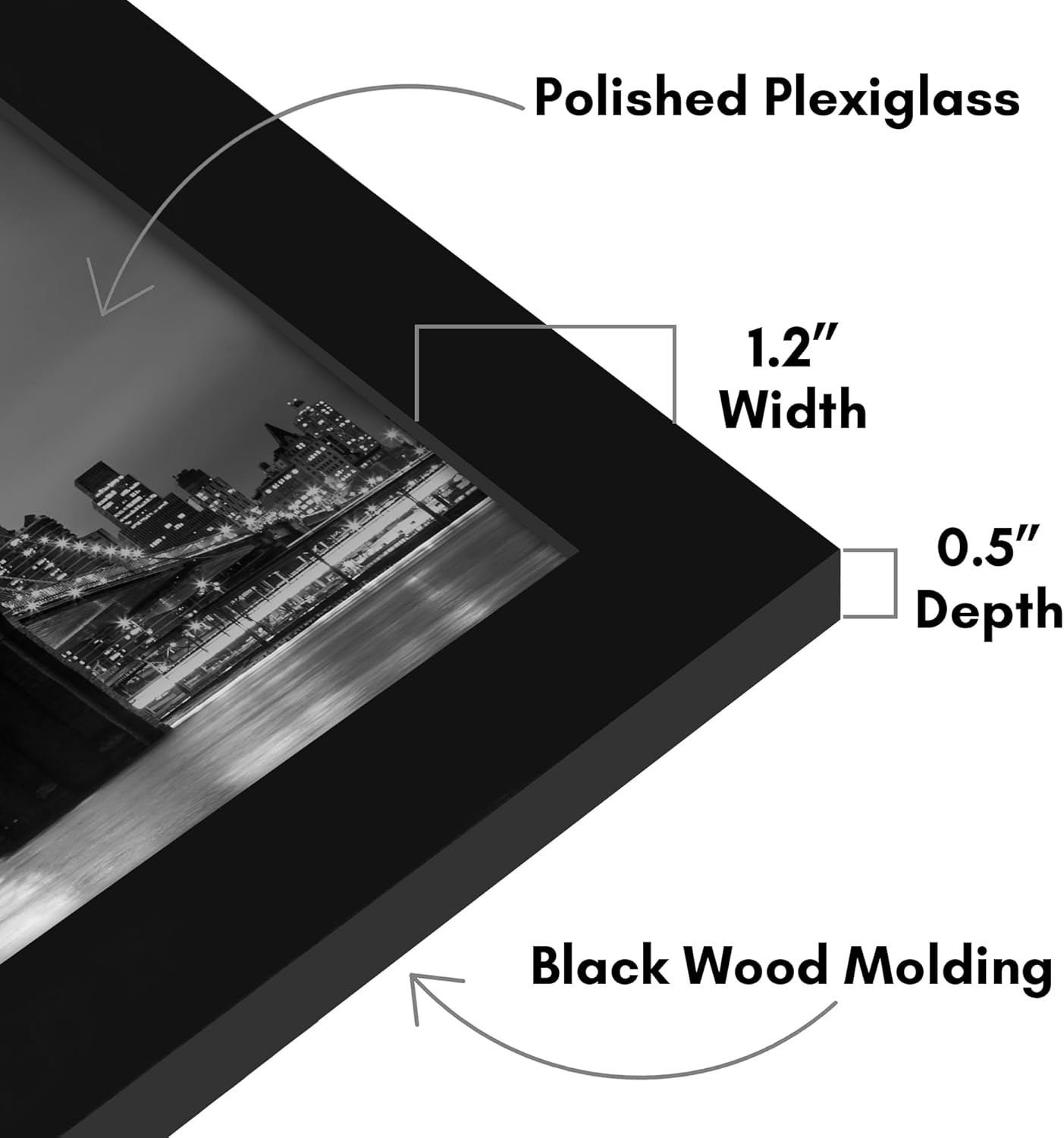 Americanflat Cornice 100x40 cm Nera - immagine 3