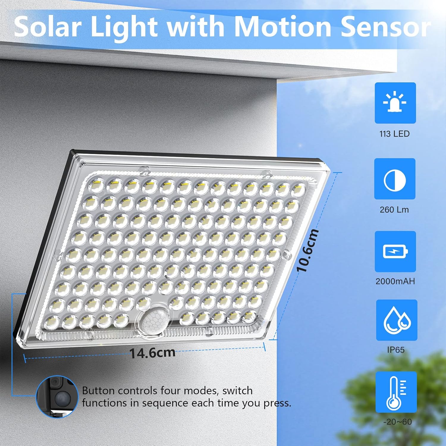 Lampada Solare da Esterno - Faretto LED con Sensore di Movimento - immagine 4