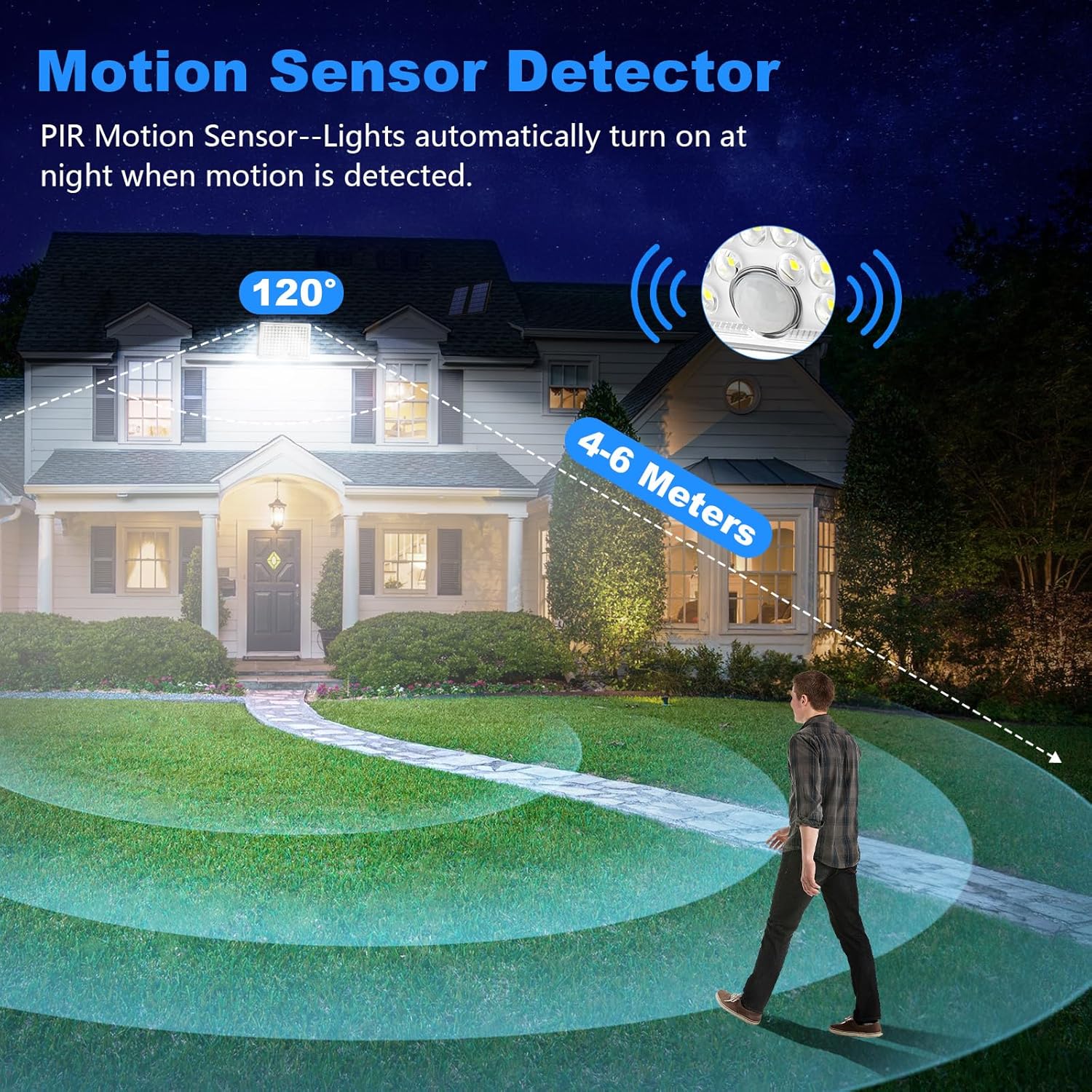 Lampada Solare da Esterno - Faretto LED con Sensore di Movimento - immagine 5