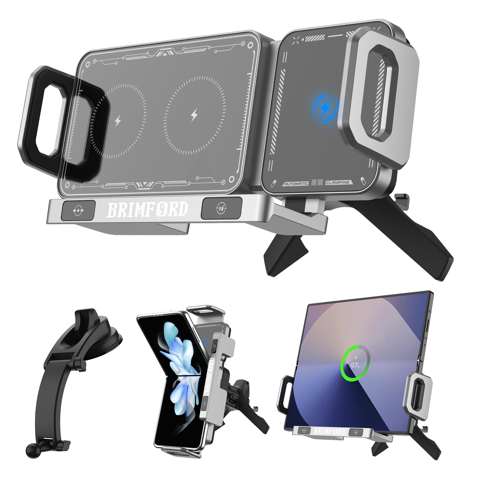 Brimford Supporto Telefono Auto Universale con Ricarica Qi