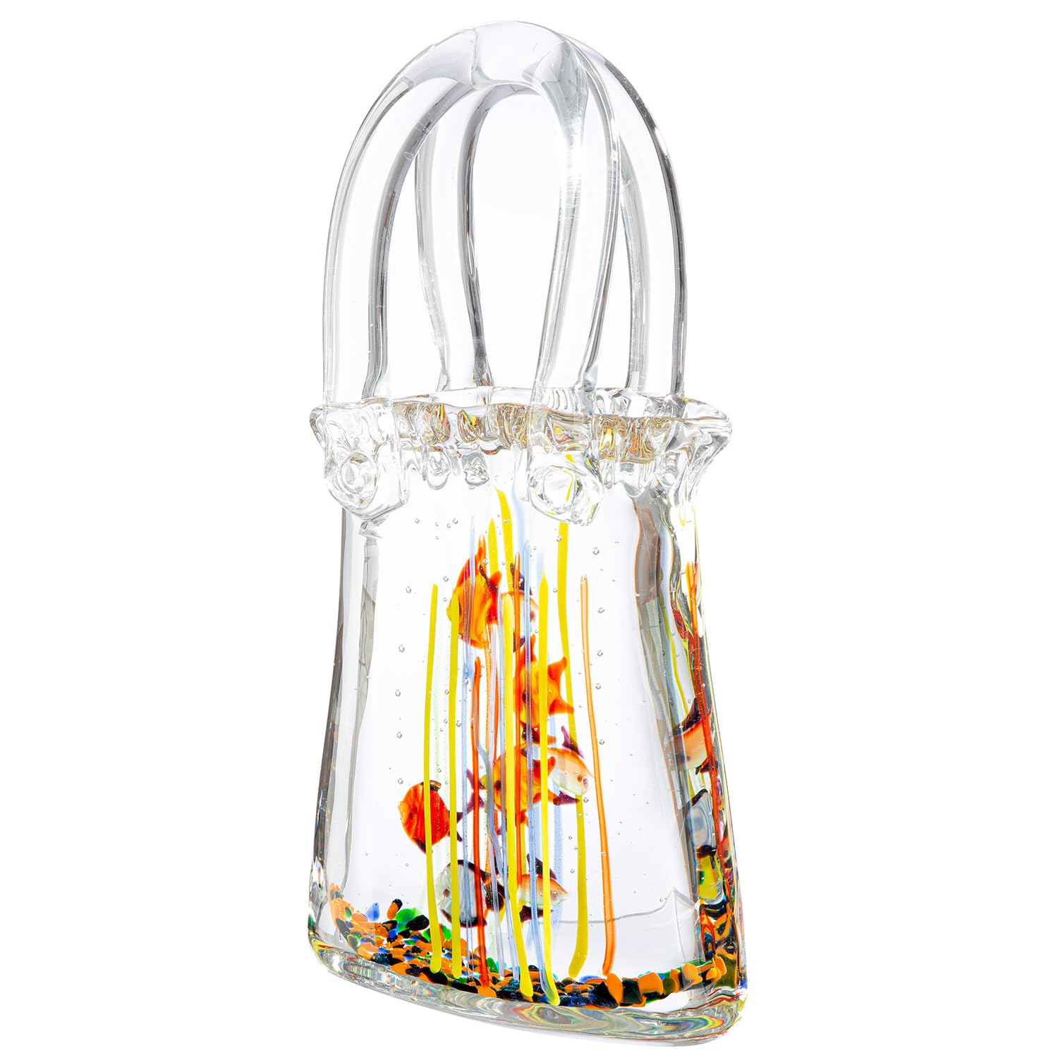Scultura Decorativa in Vetro a Forma di Borsetta, Trasparente