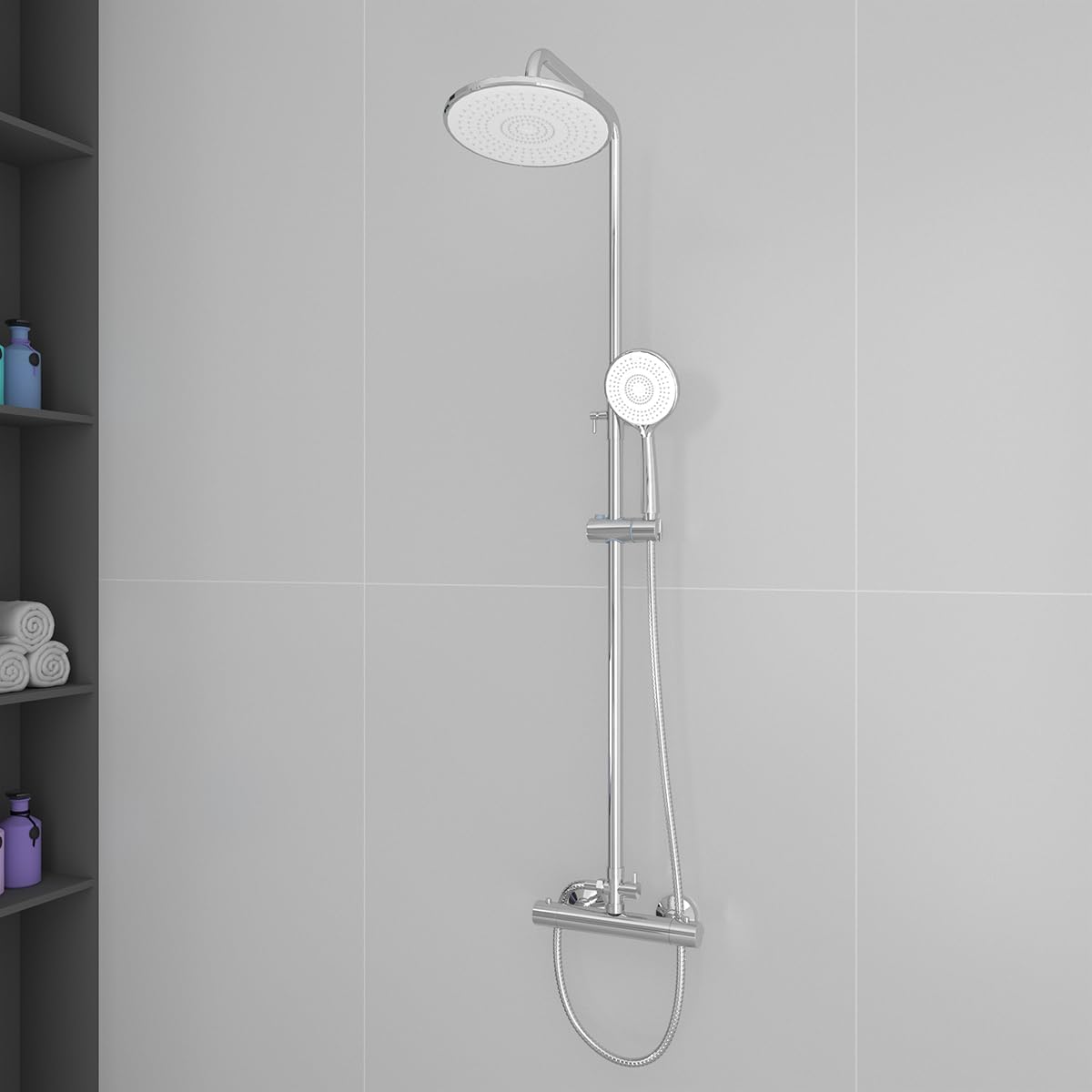 Plumbsys Colonna Doccia Termostatica 38℃, Cromo