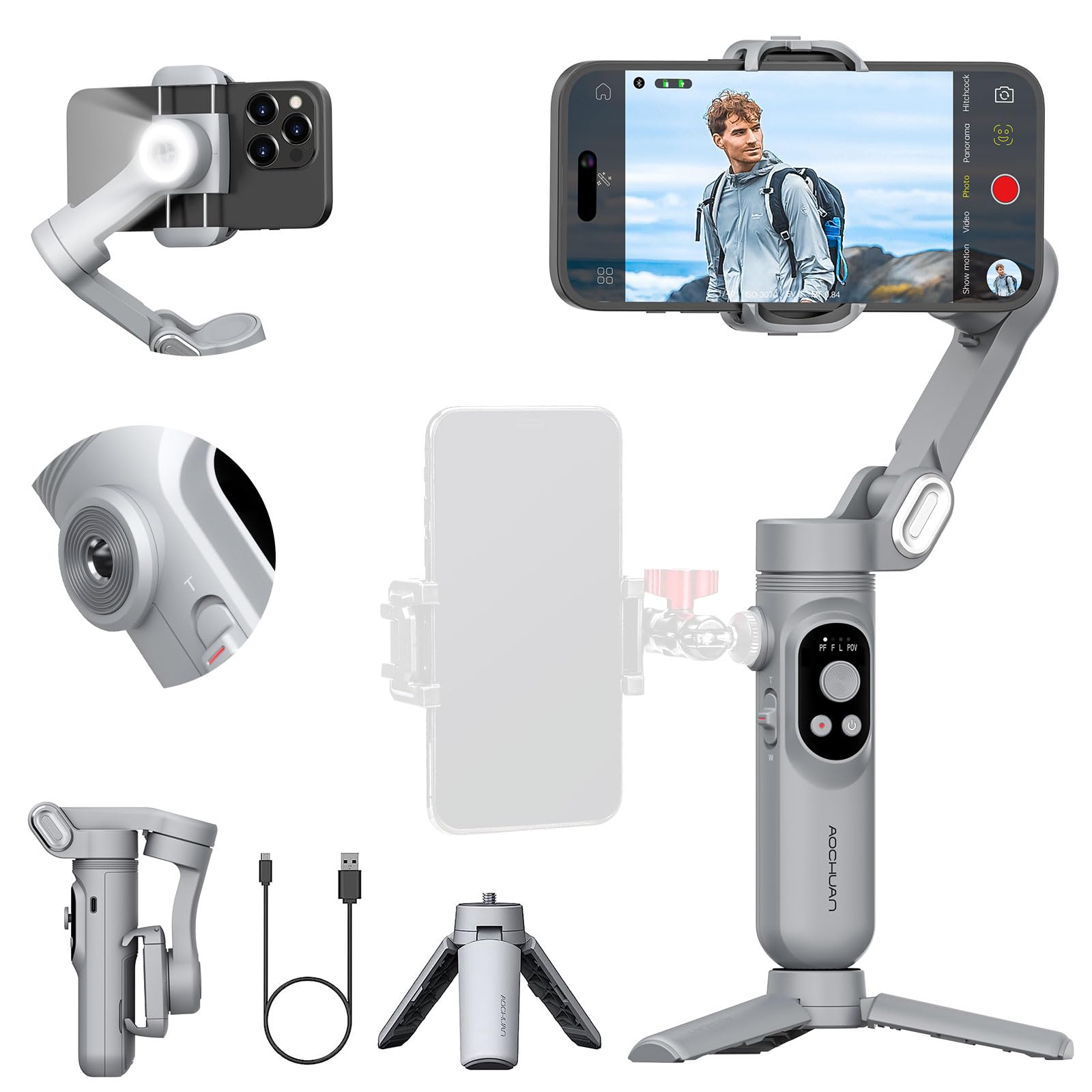 Aochuan Stabilizzatore Gimbal 3 Assi per Smartphone