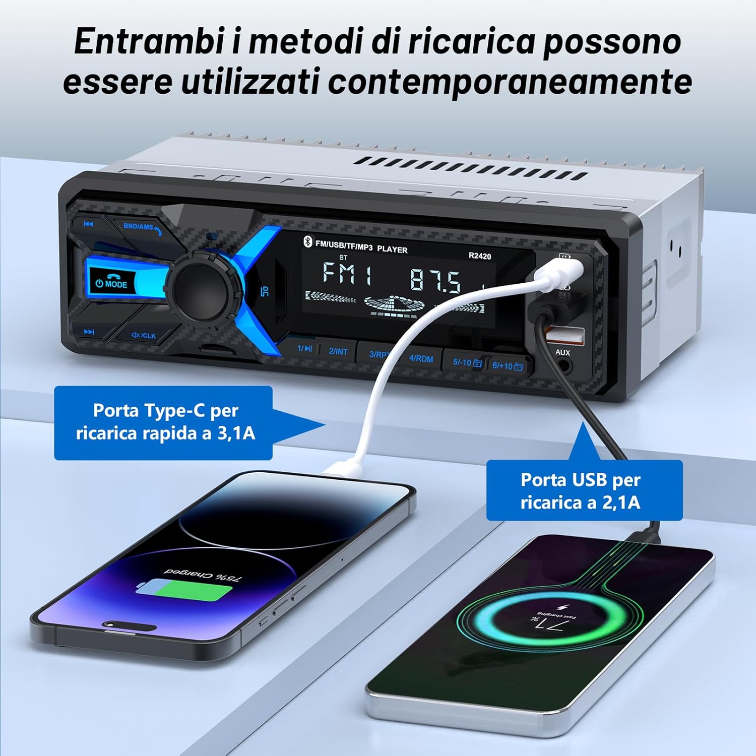 Wistrue Autoradio Bluetooth 1DIN con RDS - immagine 2