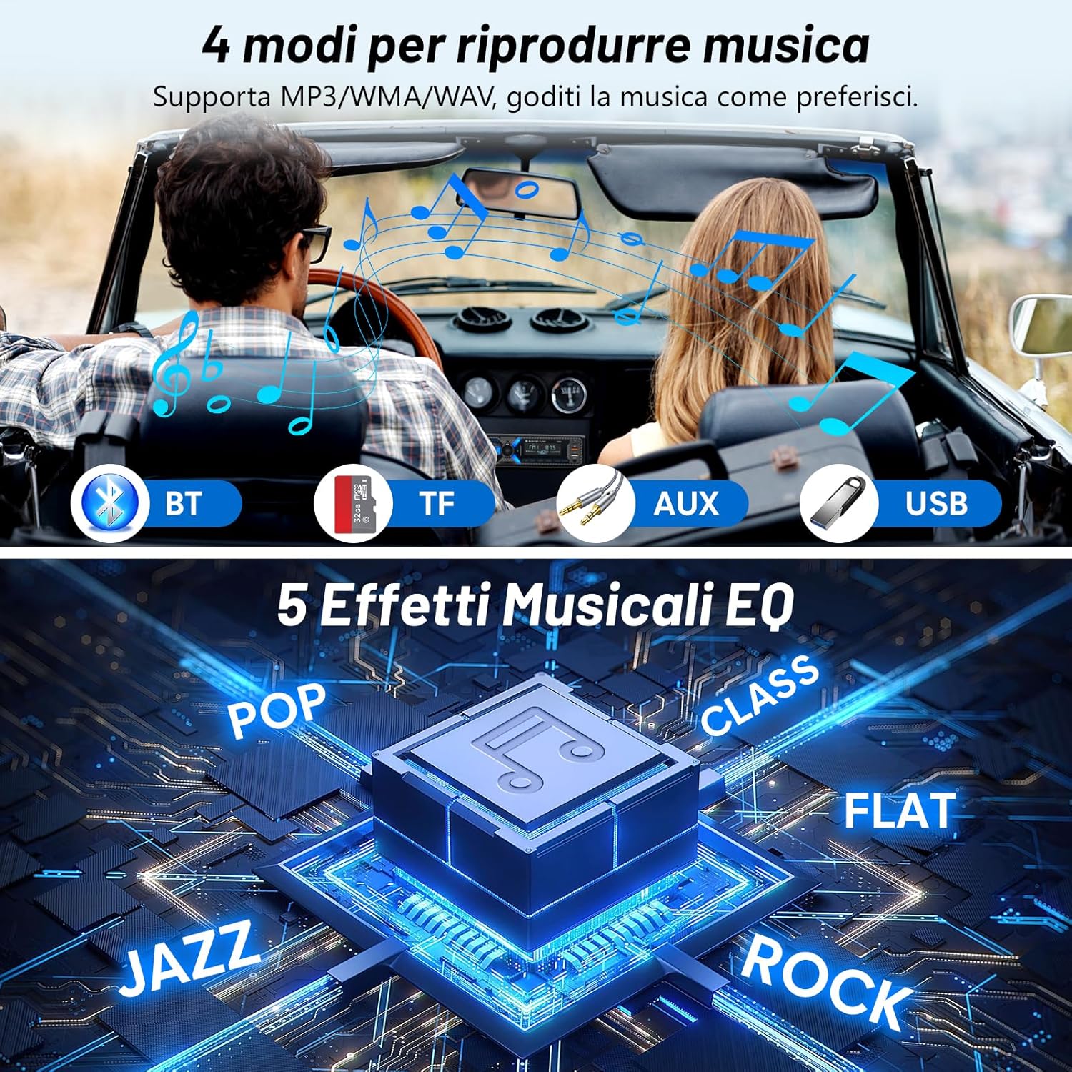 Wistrue Autoradio Bluetooth 1DIN con RDS - immagine 6