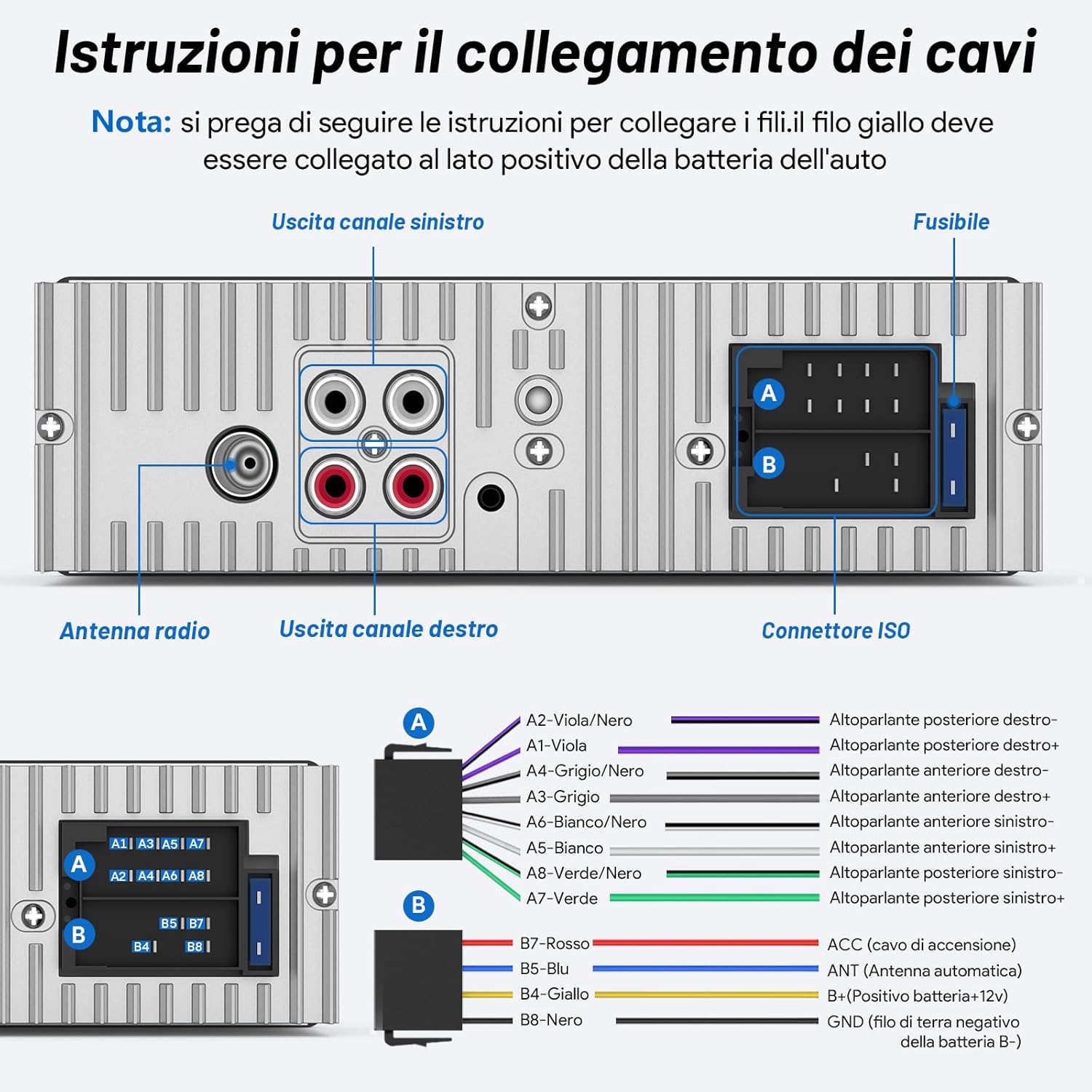 Wistrue Autoradio Bluetooth 1DIN con RDS - immagine 7
