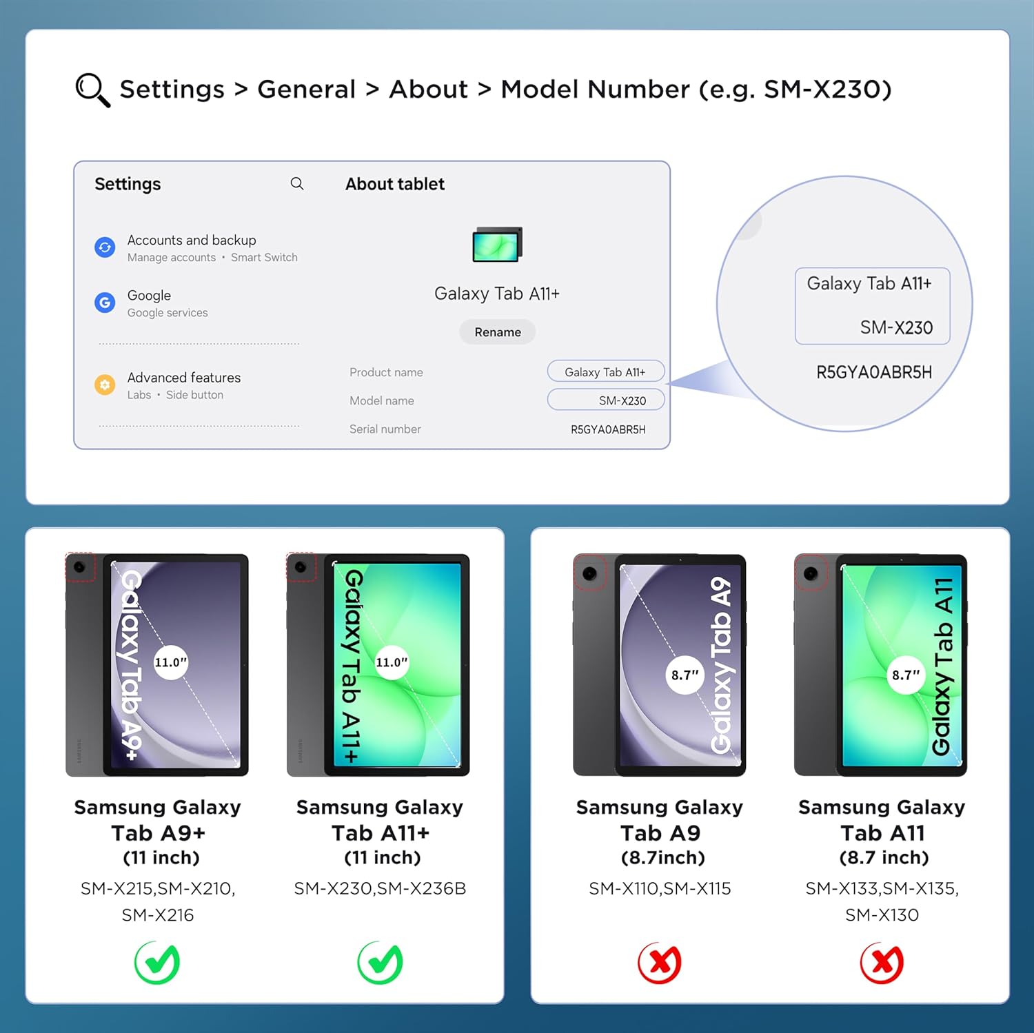 Cacoe Cover per Samsung Galaxy Tab A11+/A9+ 11" (2025/2023), Blu Pavone - immagine 2