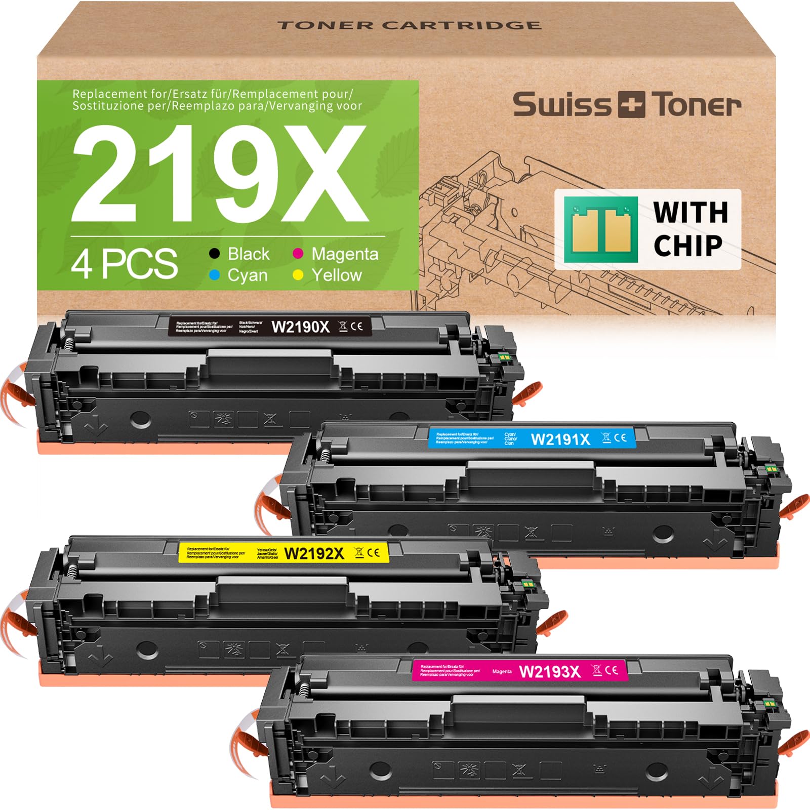 Swiss Toner 219X - Toner Compatibile 4-Pack con Chip