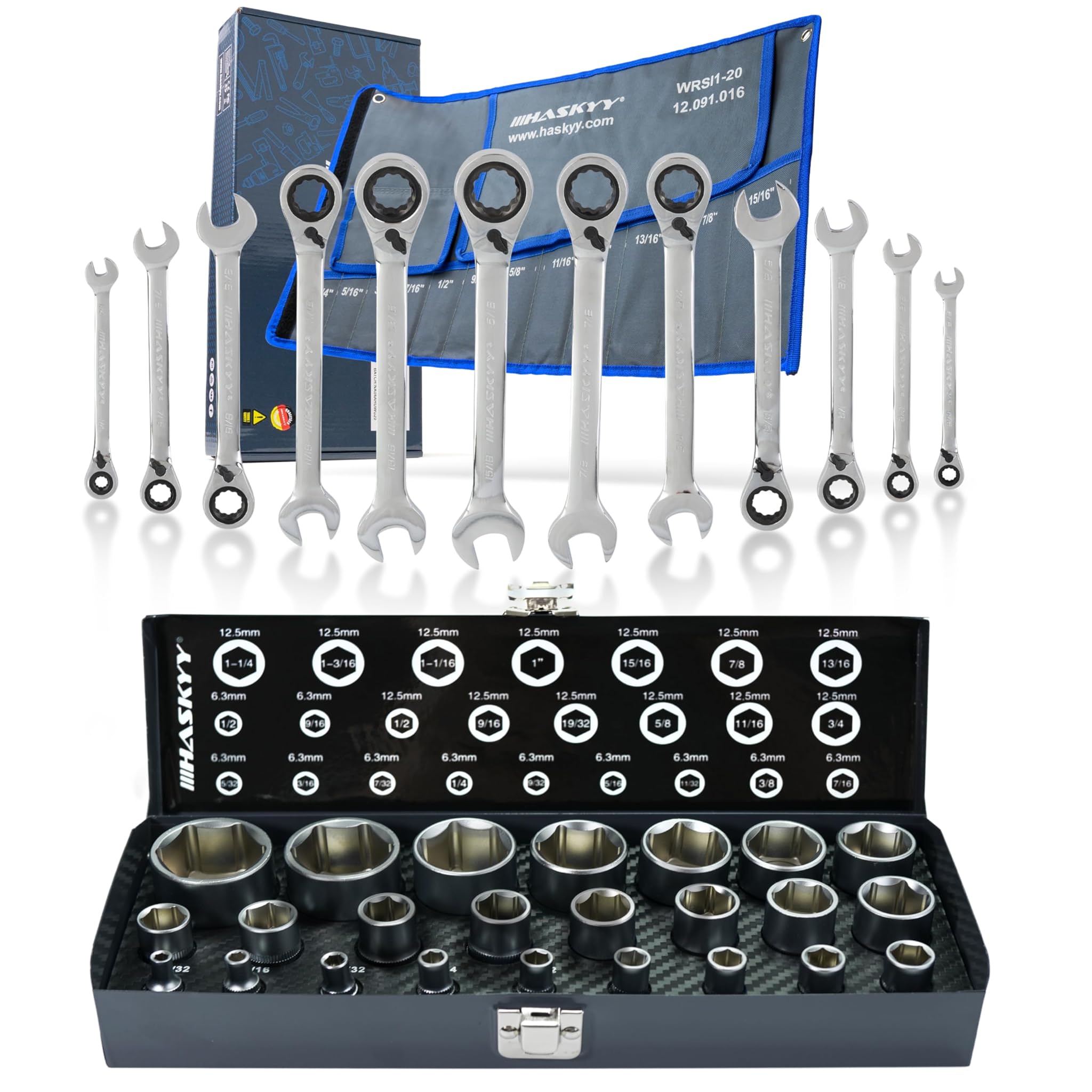 Haskyy Set Chiavi a Cricchetto 24 pezzi