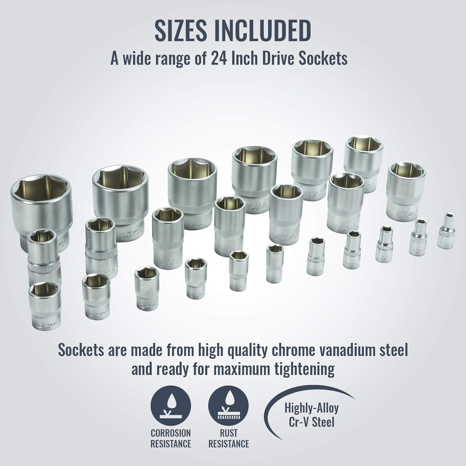 Haskyy Set Chiavi a Cricchetto 24 pezzi - immagine 3