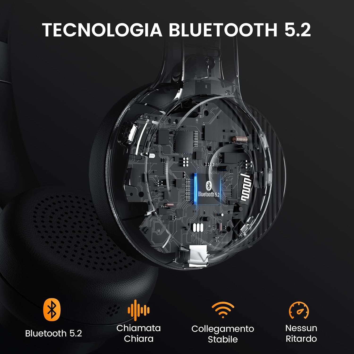Eksa H16 Cuffie Bluetooth V5.2 con Microfono ANC - immagine 2
