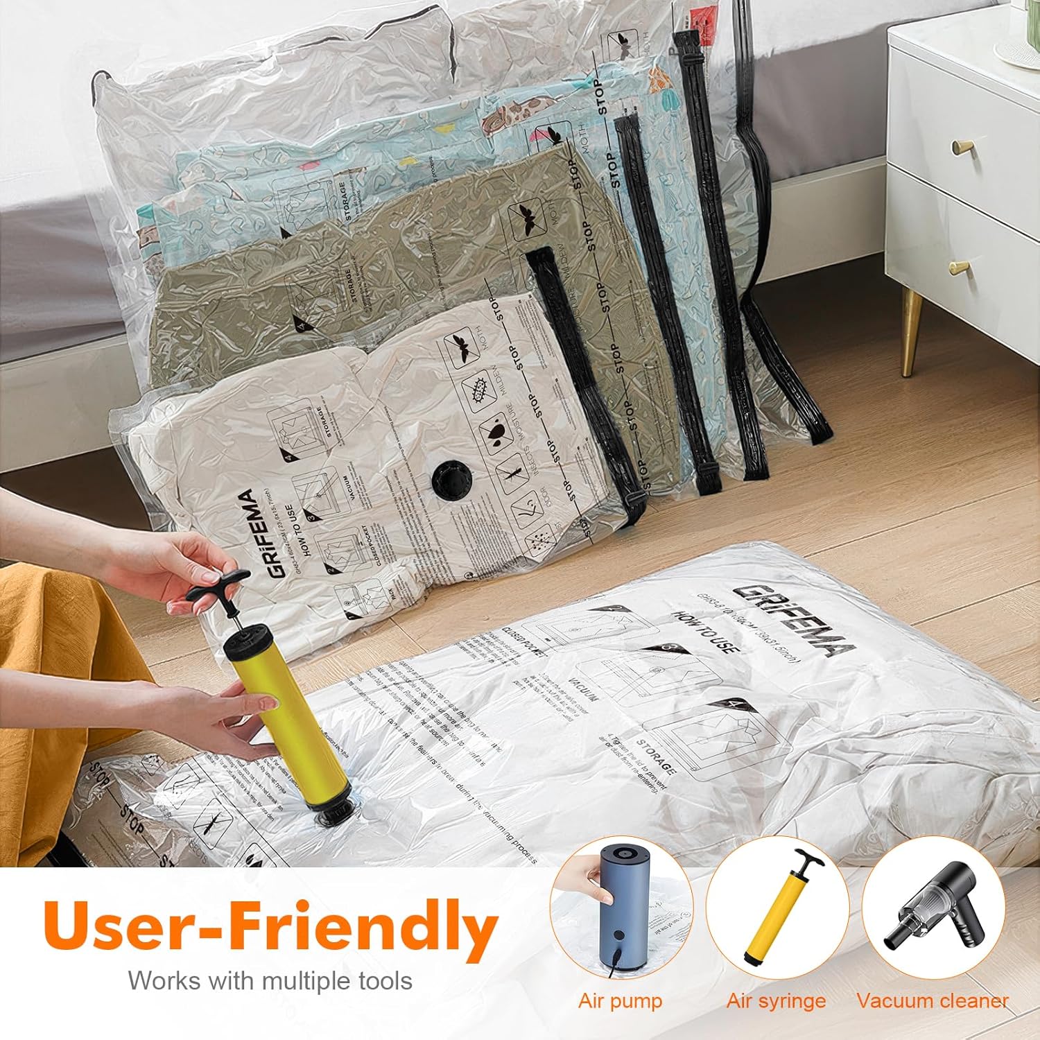 Grifema GH83-5 - 6 Sacchetti Sottovuoto Vestiti 70x50 cm - immagine 4