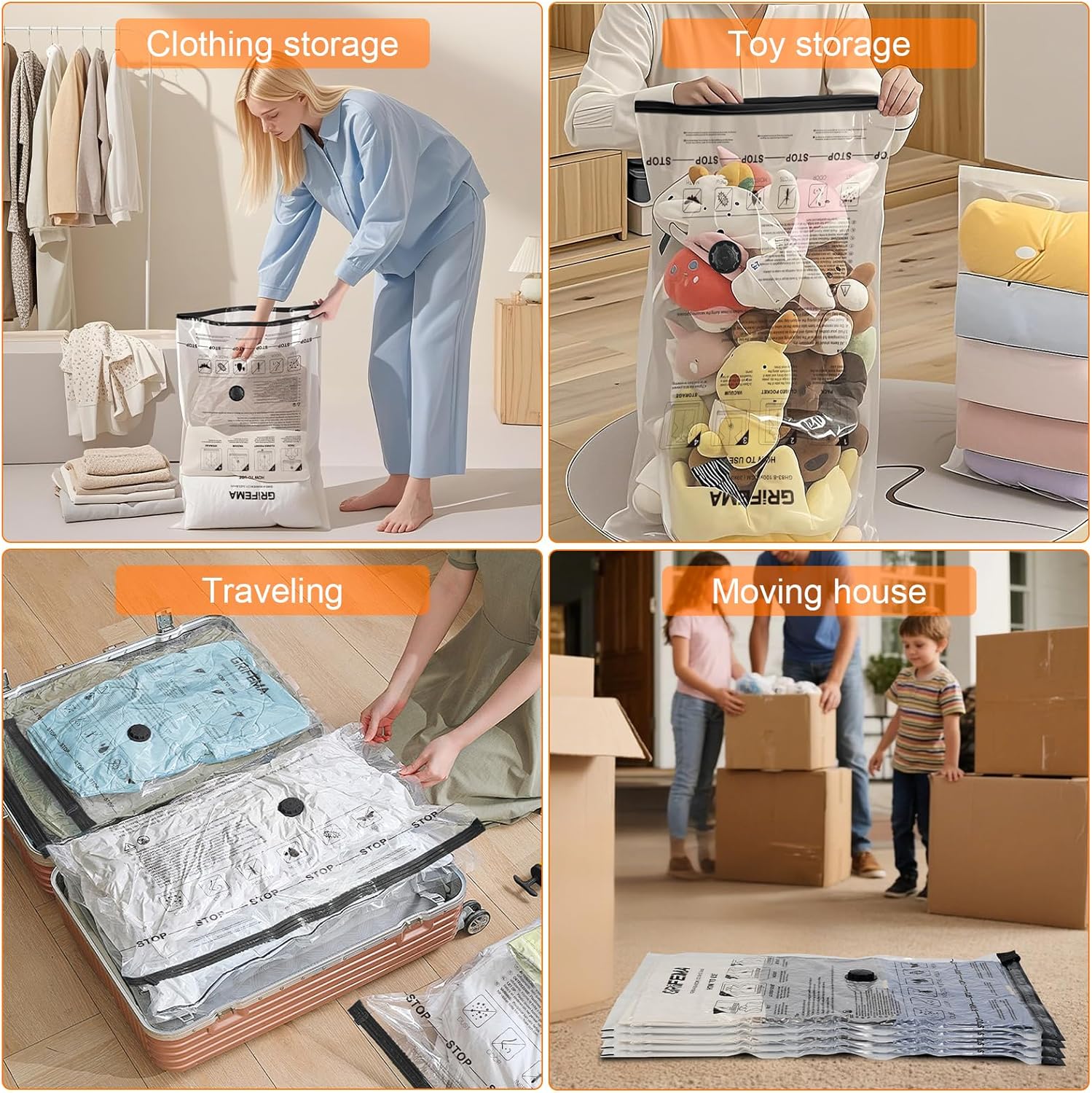 Grifema GH83-5 - 6 Sacchetti Sottovuoto Vestiti 70x50 cm - immagine 5