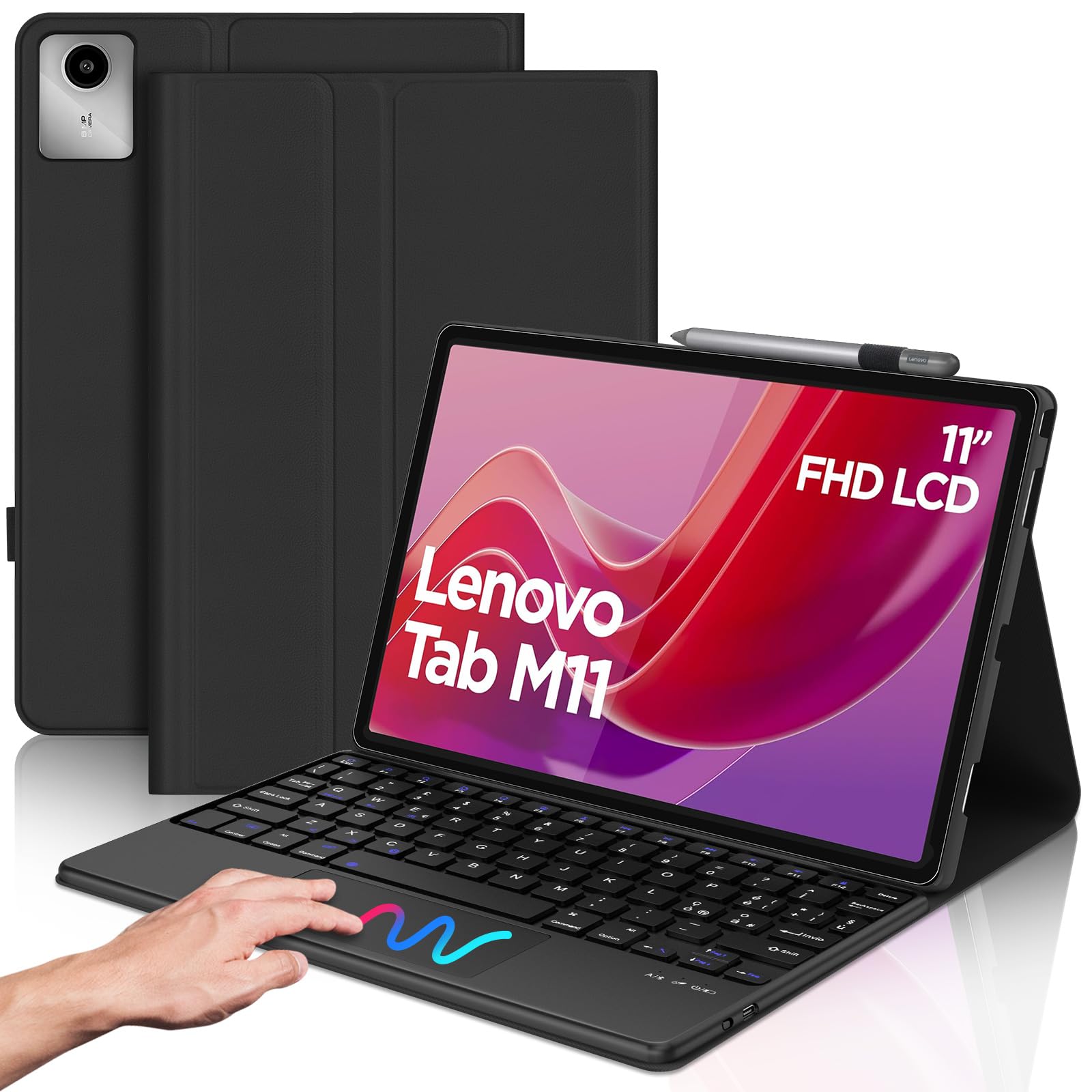 Iveoppe Tastiera per Lenovo Tab M11 11" 2024 con Touchpad, Nera