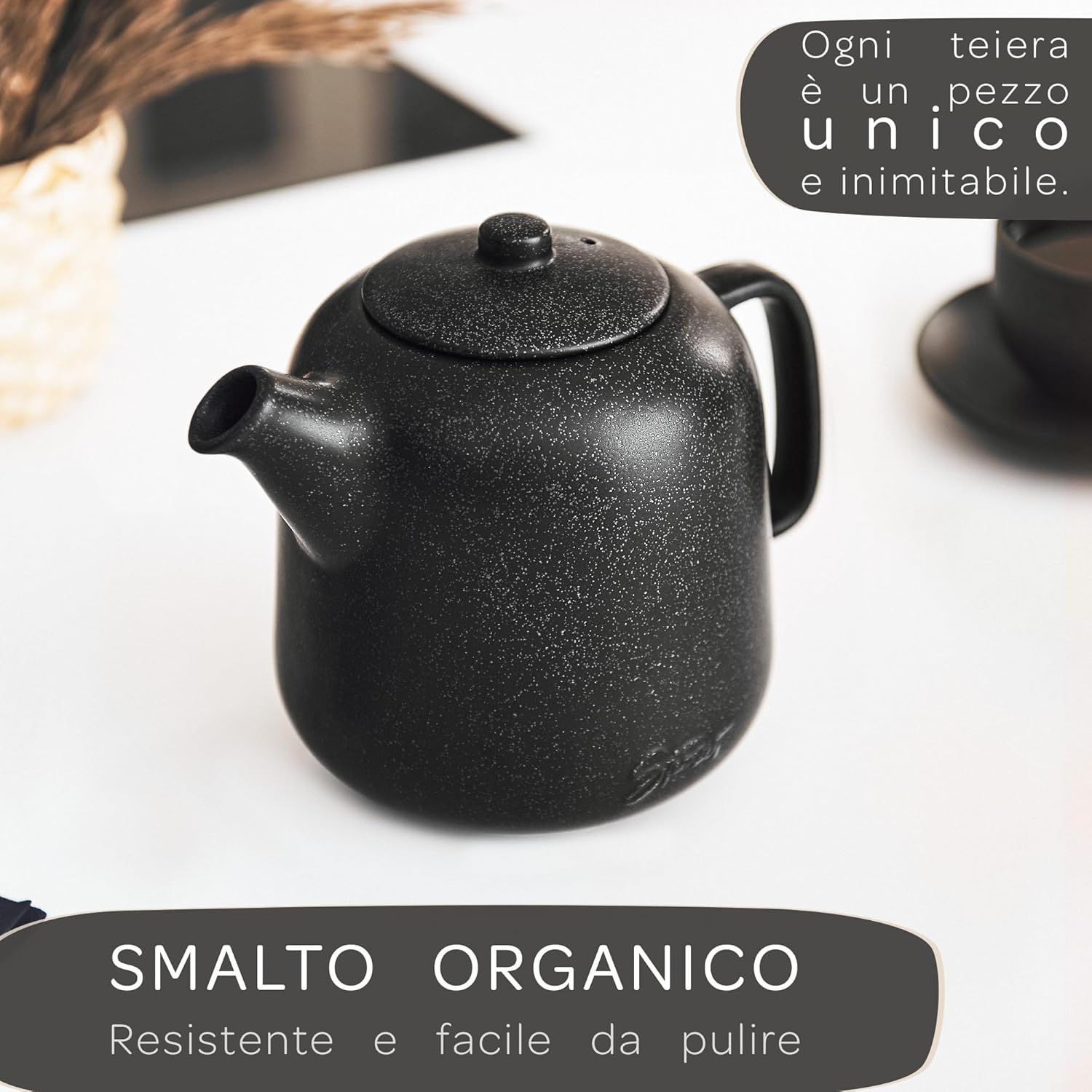 Steinzeit Design Teiera con Infusore 1,3L, Nera - immagine 5