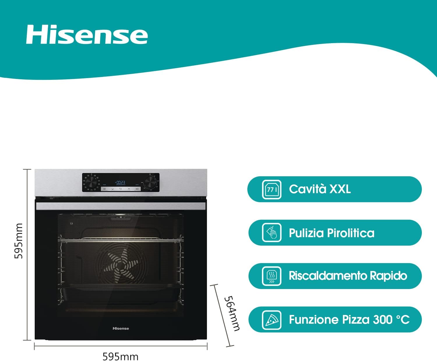 Hisense BI64211PX - Forno Multifunzione Termoventilato 77L - immagine 2