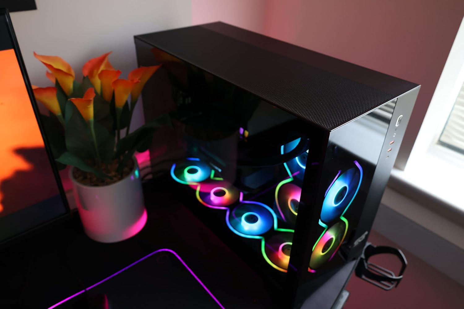 Saharagaming P480TB-E RGB ATX PC Case, Nero - immagine 1