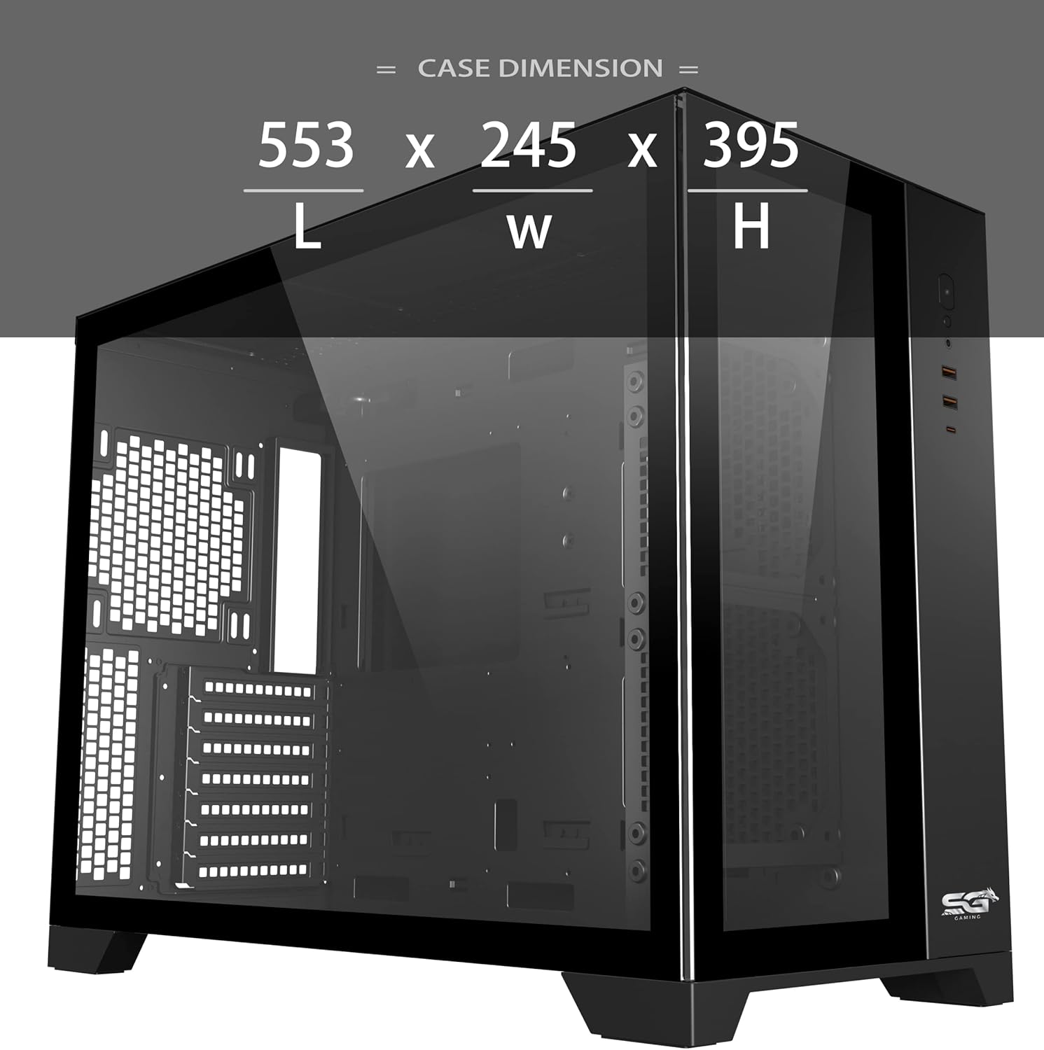 Saharagaming P480TB-E RGB ATX PC Case, Nero - immagine 2