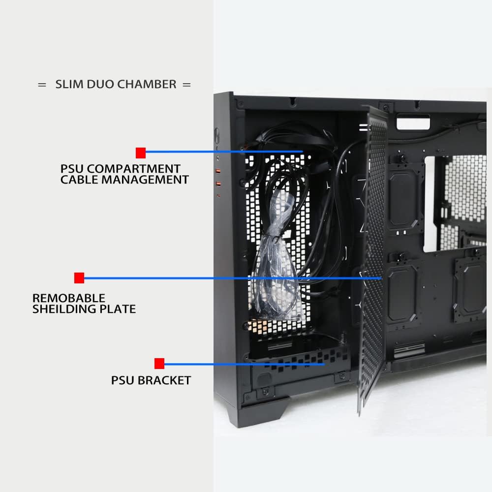 Saharagaming P480TB-E RGB ATX PC Case, Nero - immagine 3