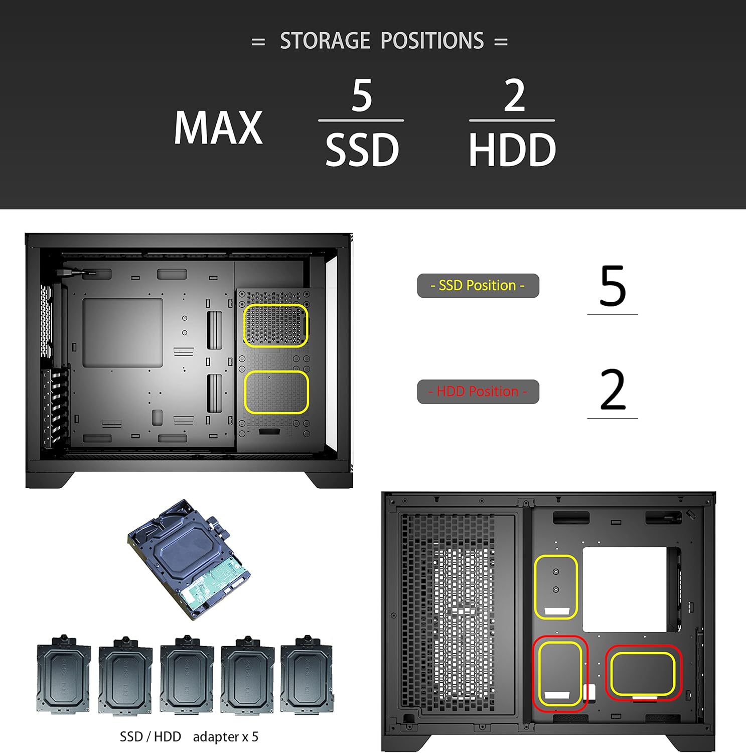 Saharagaming P480TB-E RGB ATX PC Case, Nero - immagine 5