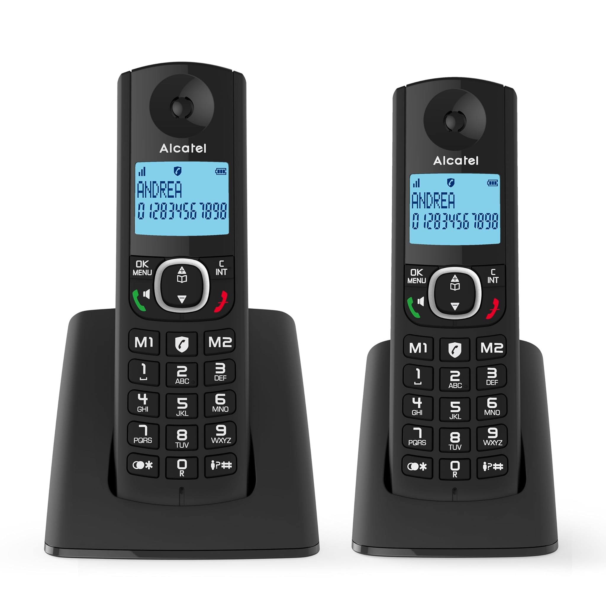 Alcatel F530 Duo - Telefono Cordless con 2 Cornette, Nero