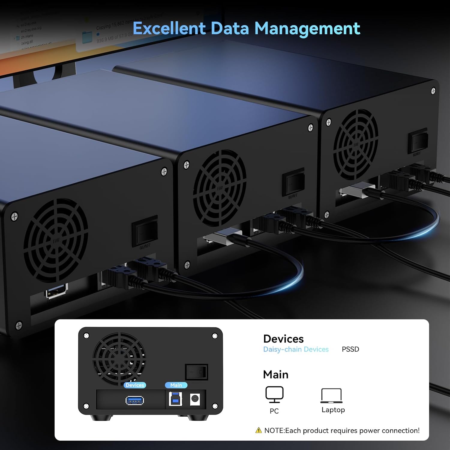 Cenmate Hard Drive Case 2 Baie USB A/C 3.0 - immagine 6