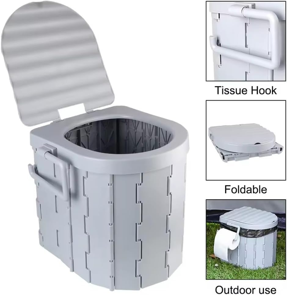 NEWFUN WC Portatile Pieghevole con Portarotolo - immagine 2