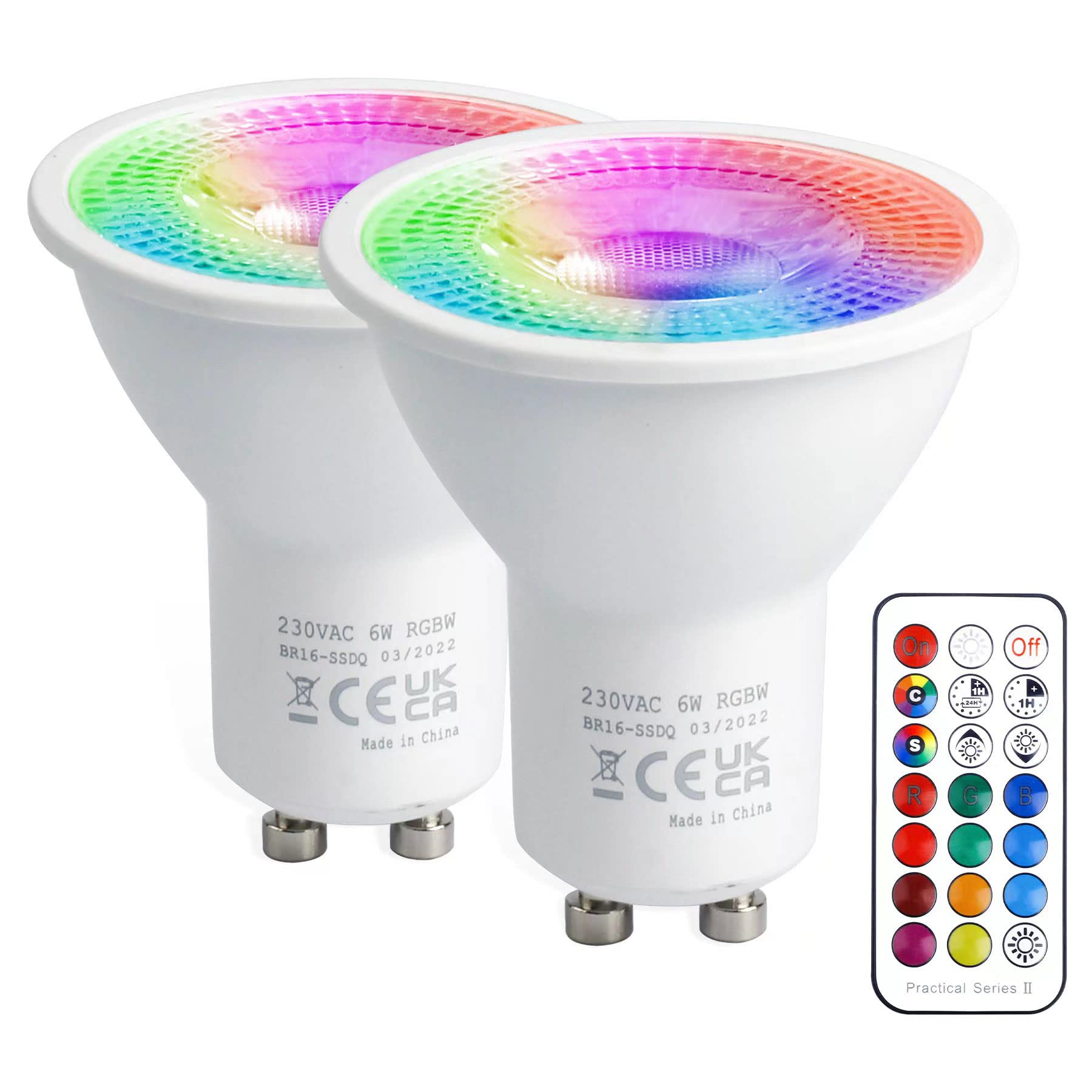 Varicart Lampadina LED GU10 5W RGB, 2 Pezzi