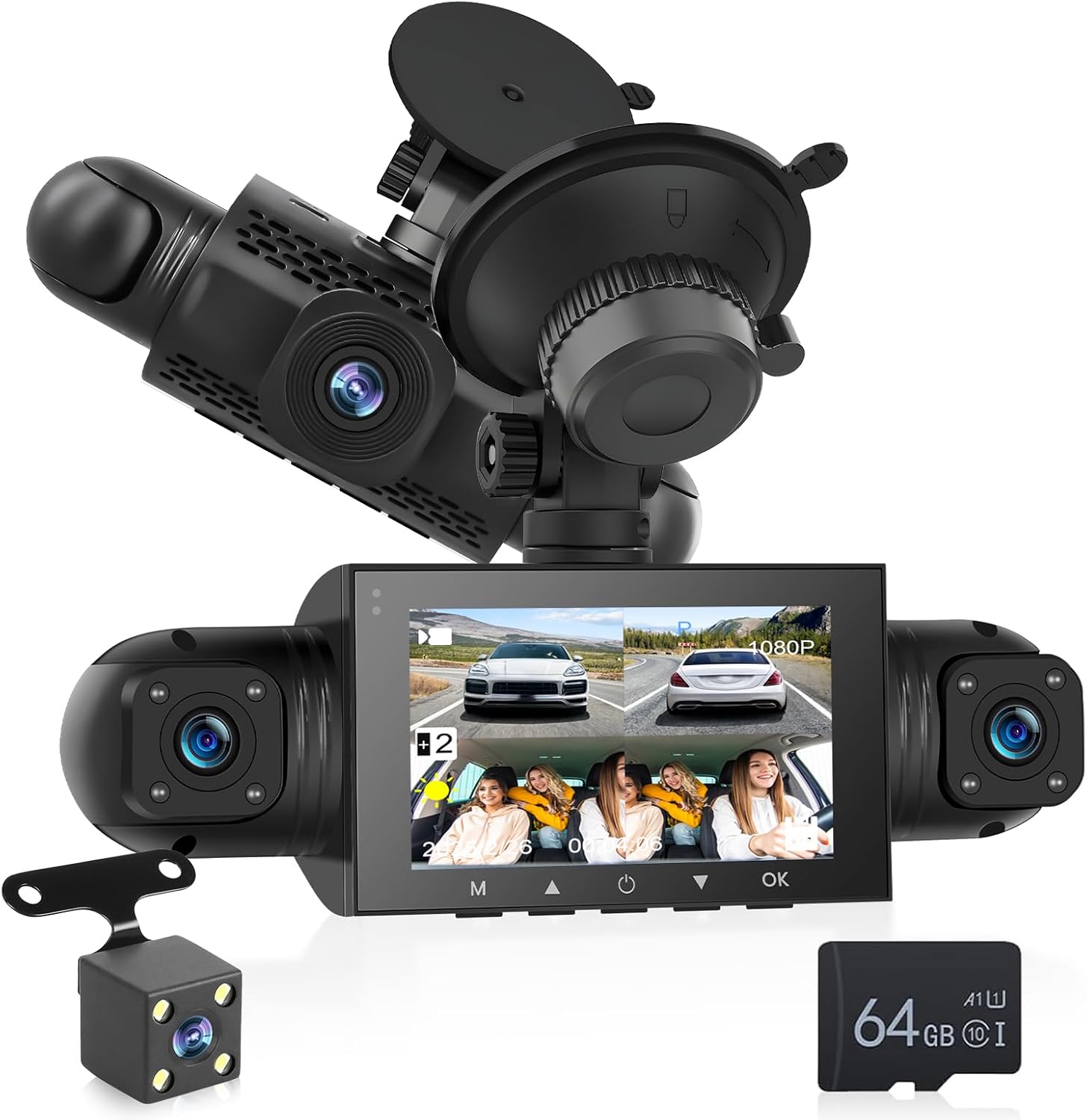 Nhopeew Dash Cam 4 Canali Anteriore e Posteriore 1080P - immagine 1