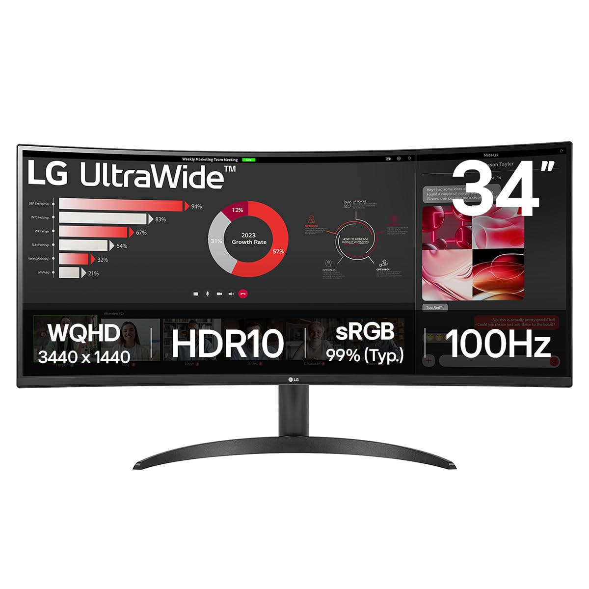LG 34WR50QK-B Monitor PC 86,4 cm [34] 3440 x 1440 Pixel Wide Quad HD Nero (LG)