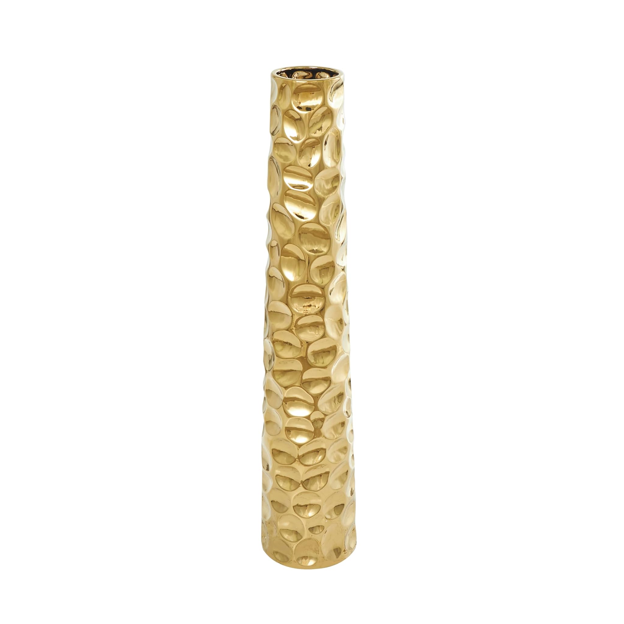Deco 79 Vaso Geometrico in Ceramica a Bolle, Oro