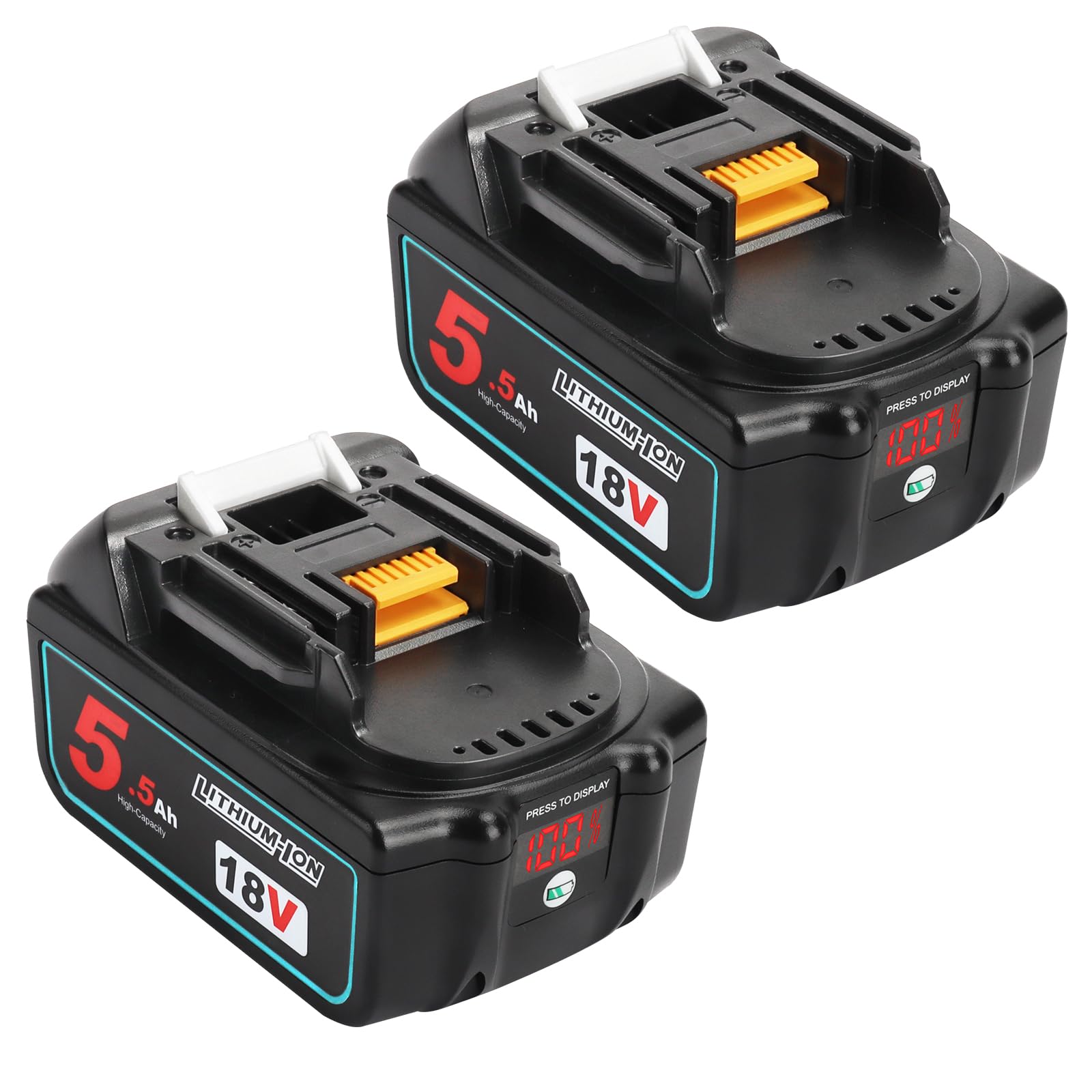 2X Powarobor BL1850B Batteria Ricambio 18V 5.5Ah
