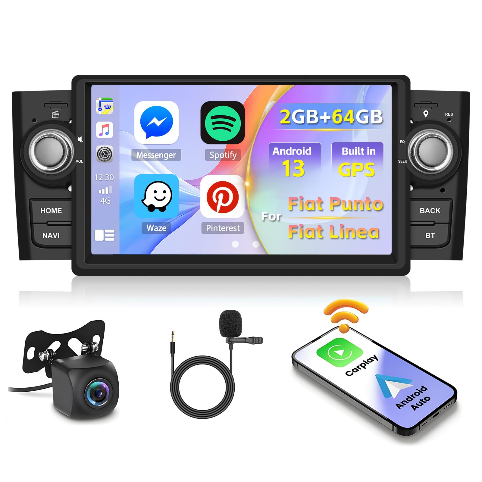 Inefala Android 13 Autoradio 7" per Fiat Punto/Linea