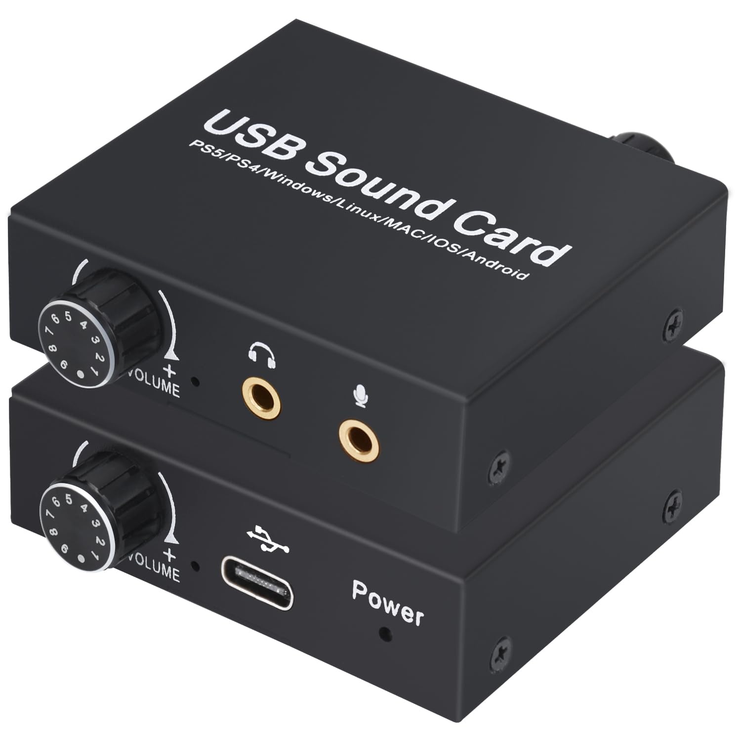 Scheda Audio USB, Tendak Scheda Audio Stereo Esterna Adattatore Audio USB con Porta per Cuffie e Microfono da 3,5mm, Controllo Volume, Regolazione Bassi per PC Laptop Desktop PS5, Windows, Mac, Linux