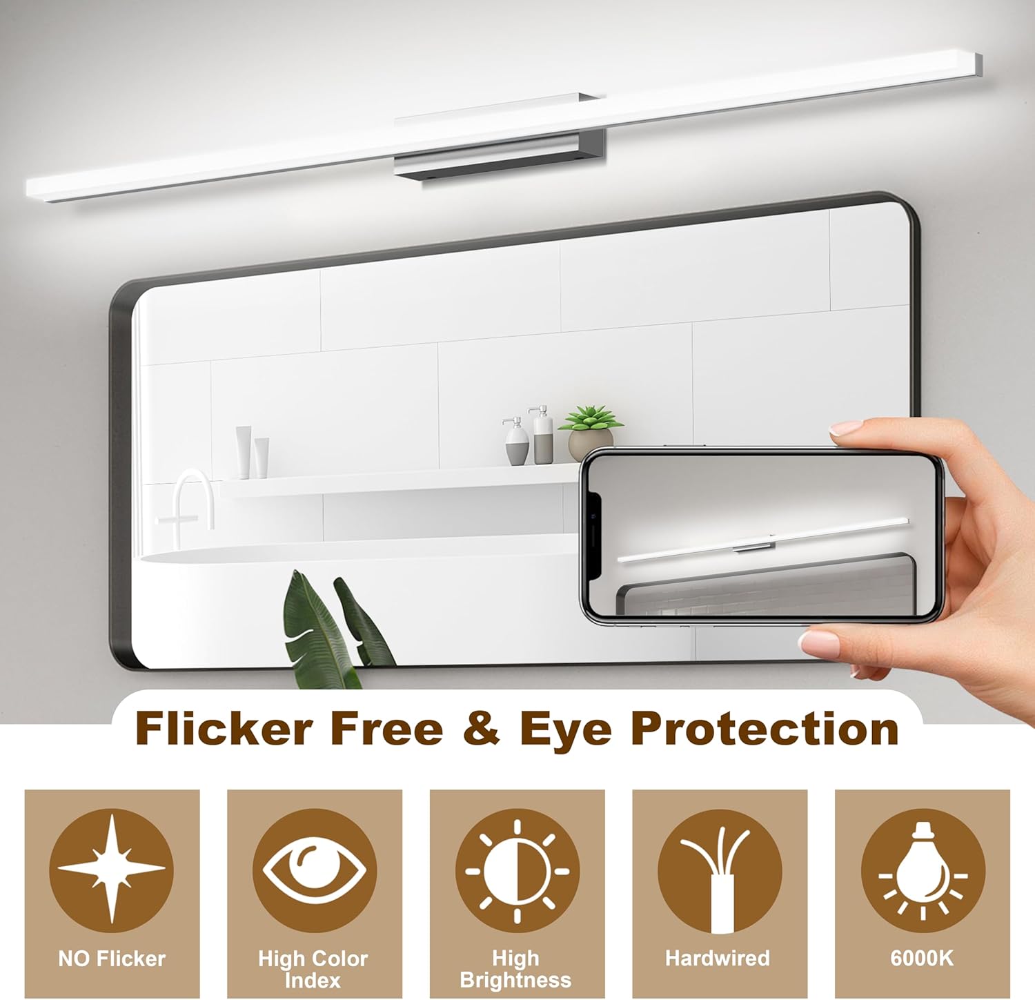 Luce Specchio Bagno LED 100cm IP44 Freddo 6000K - immagine 3