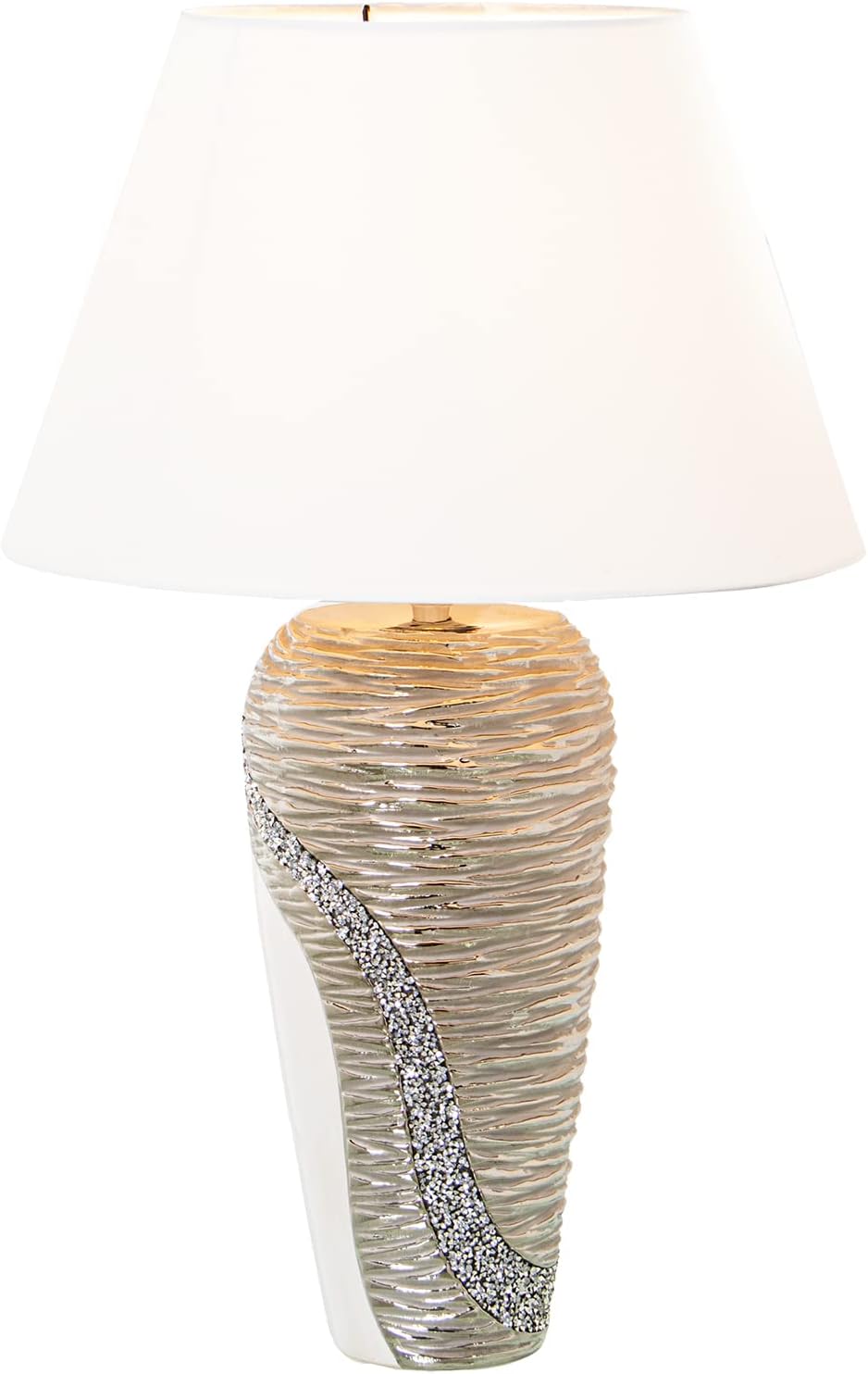 LÁMPARA SOBREMESA CERAMICA Bianco/Champagne - immagine 2