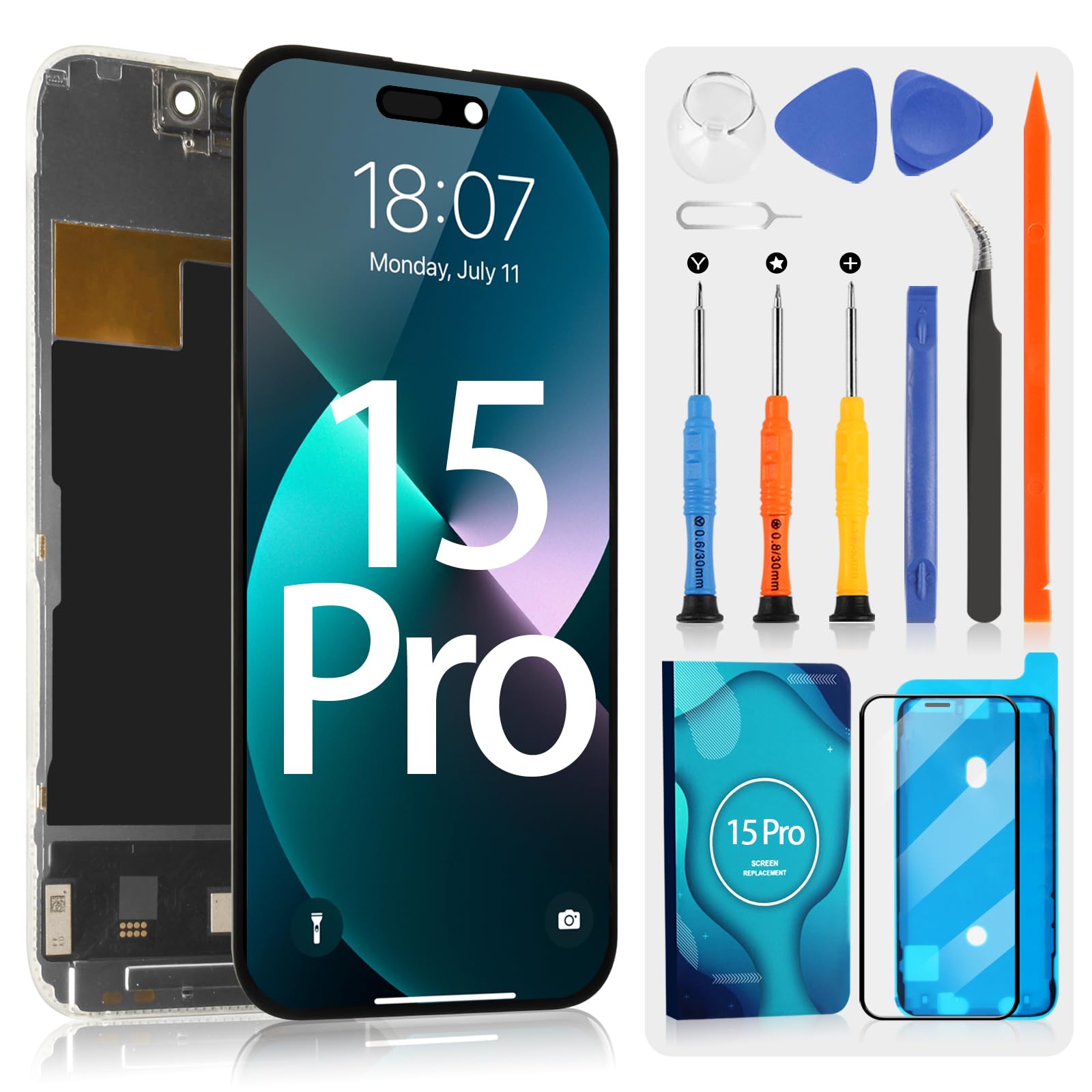 Schermo OLED per iPhone 15 Pro 6,1" Nero