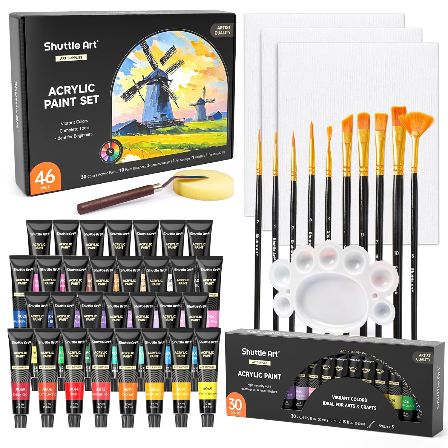 Shuttle Art 46 Set Colori Acrilici 12ml X 30 Colori