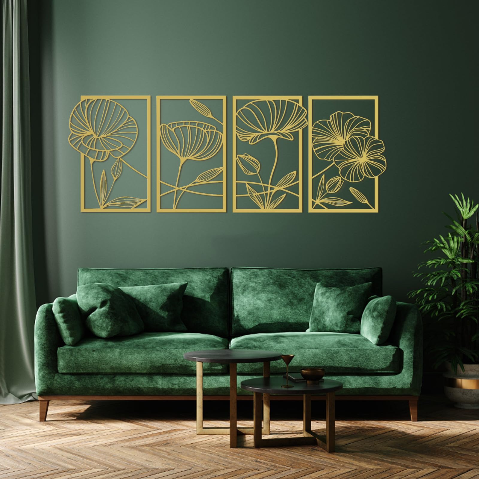 Opaltool Decorazione da Parete in Metallo Oro, 4 Pezzi