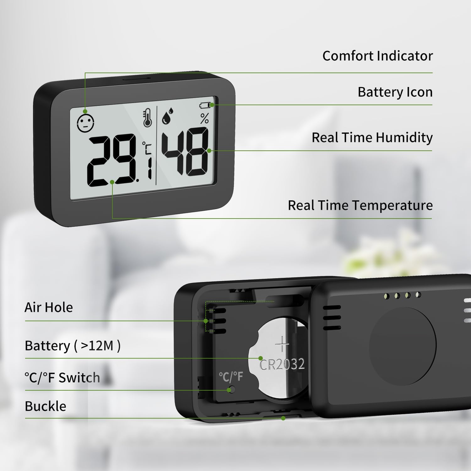 Doomay Mini Igrometro Termometro Digitale Interno - immagine 7