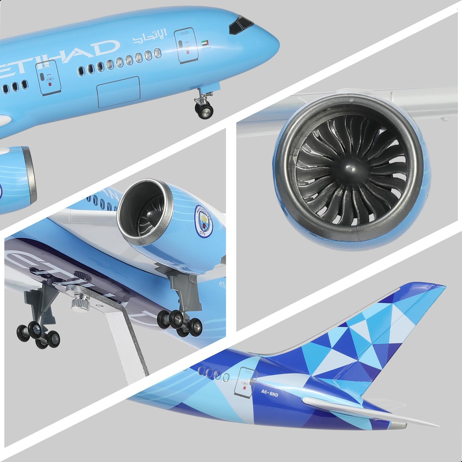 Modello Aereo Etihad 787 1/130 con Supporto (43 cm) - immagine 4