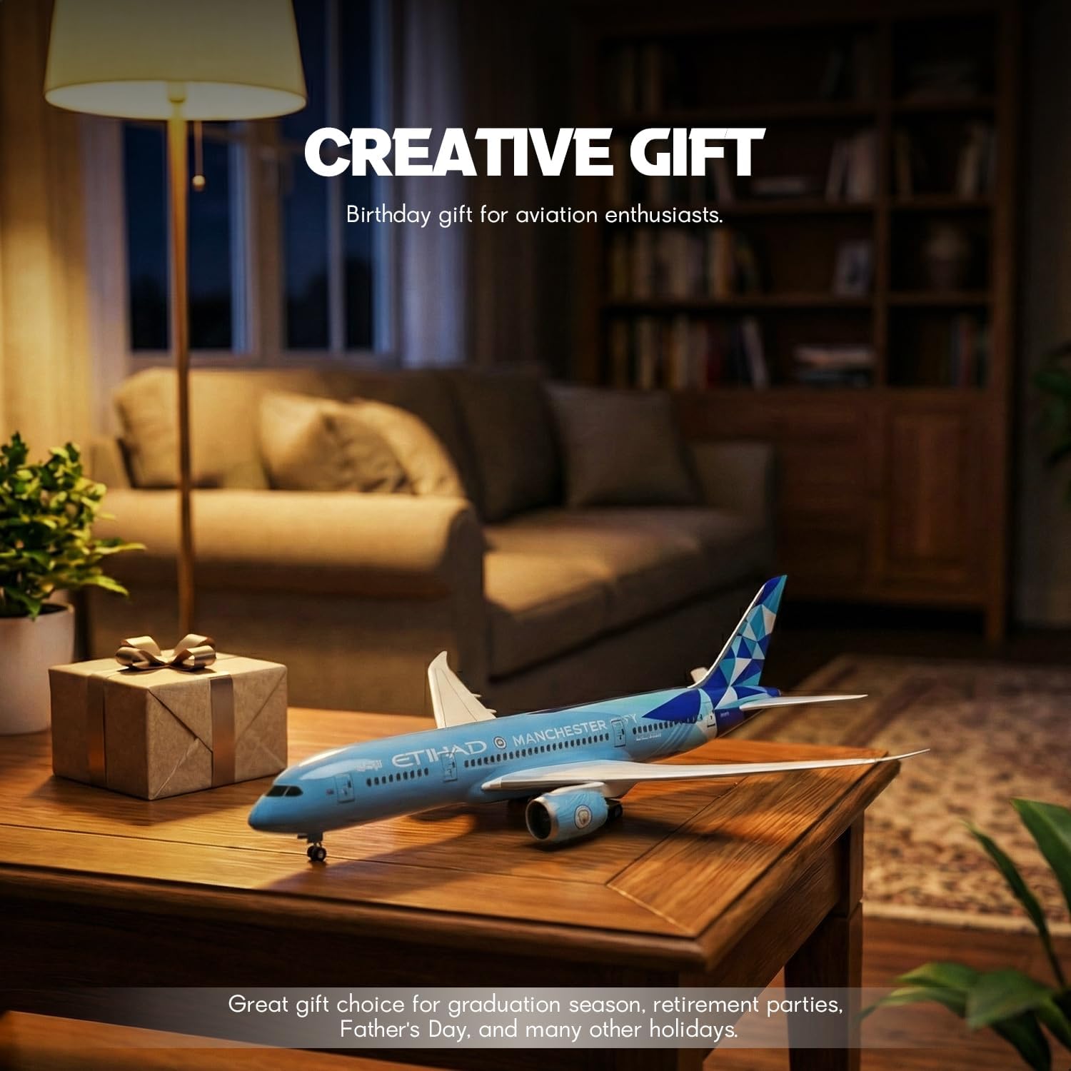 Modello Aereo Etihad 787 1/130 con Supporto (43 cm) - immagine 5