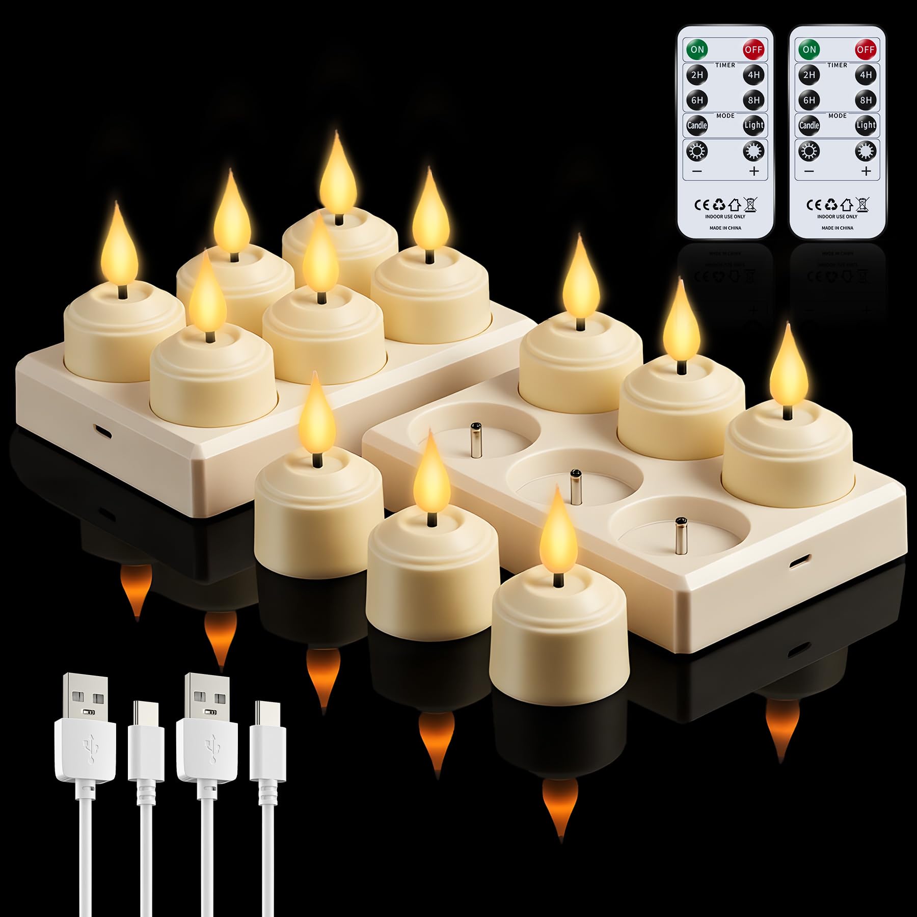 Broyal 12 Candele LED Ricaricabili Tea Light