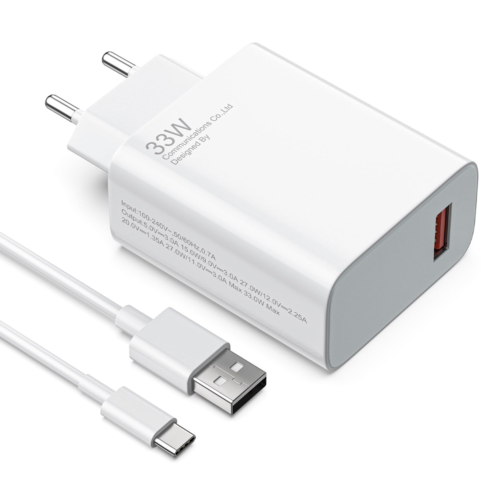 Caricabatterie USB C 33W per Xiaomi Redmi/Mi/Poco