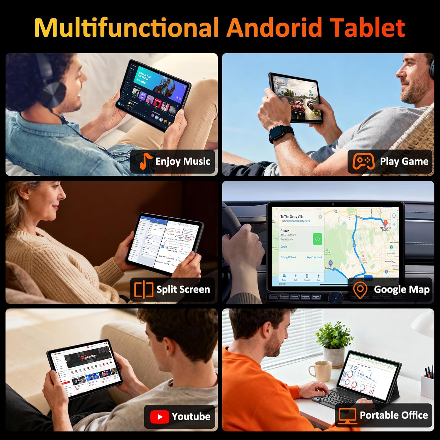 Tablet 11 Pollici Android 15 2K con Tastiera e Mouse, Nero - immagine 6