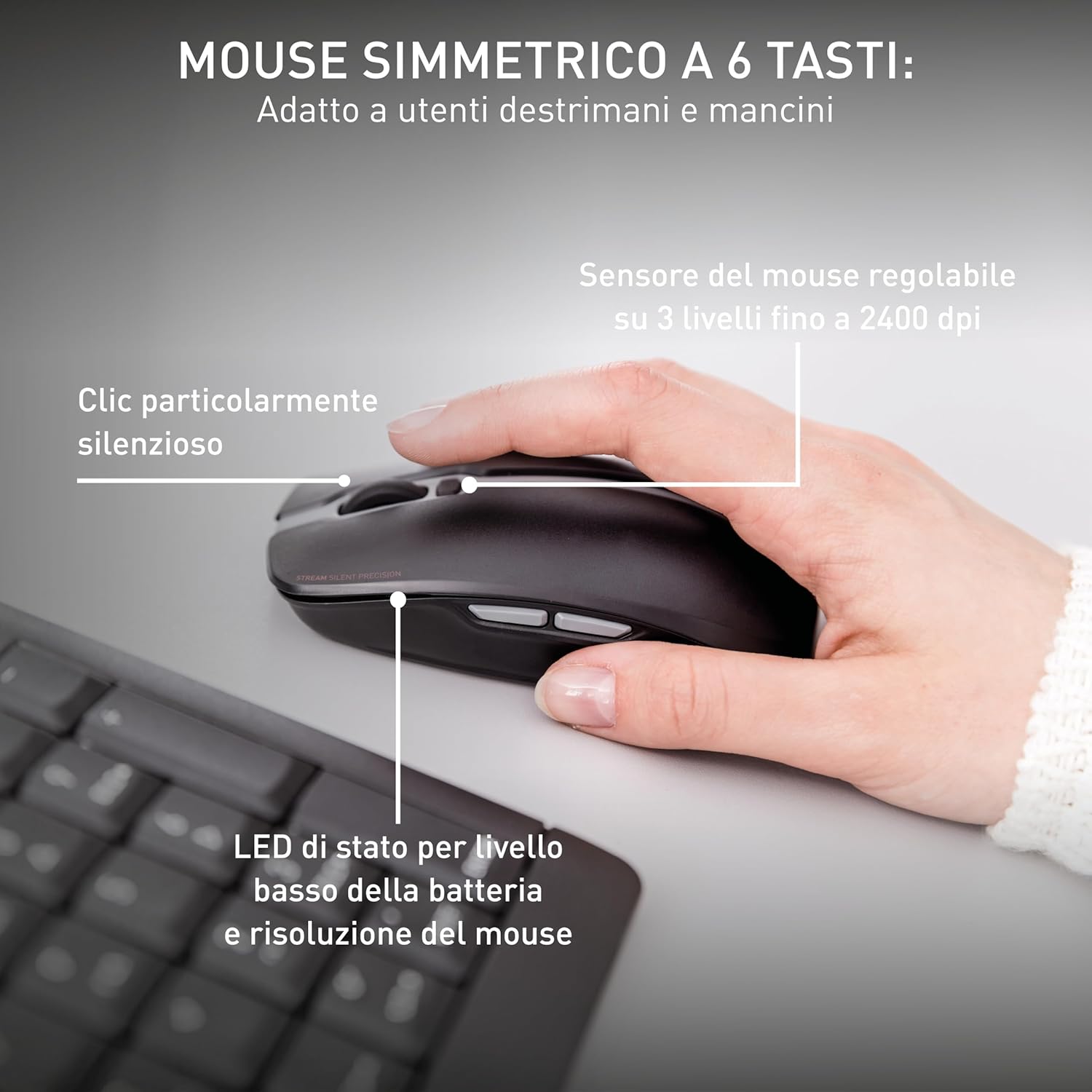 Cherry STREAM DESKTOP RECHARGE - Set Tastiera e Mouse Wireless - immagine 5
