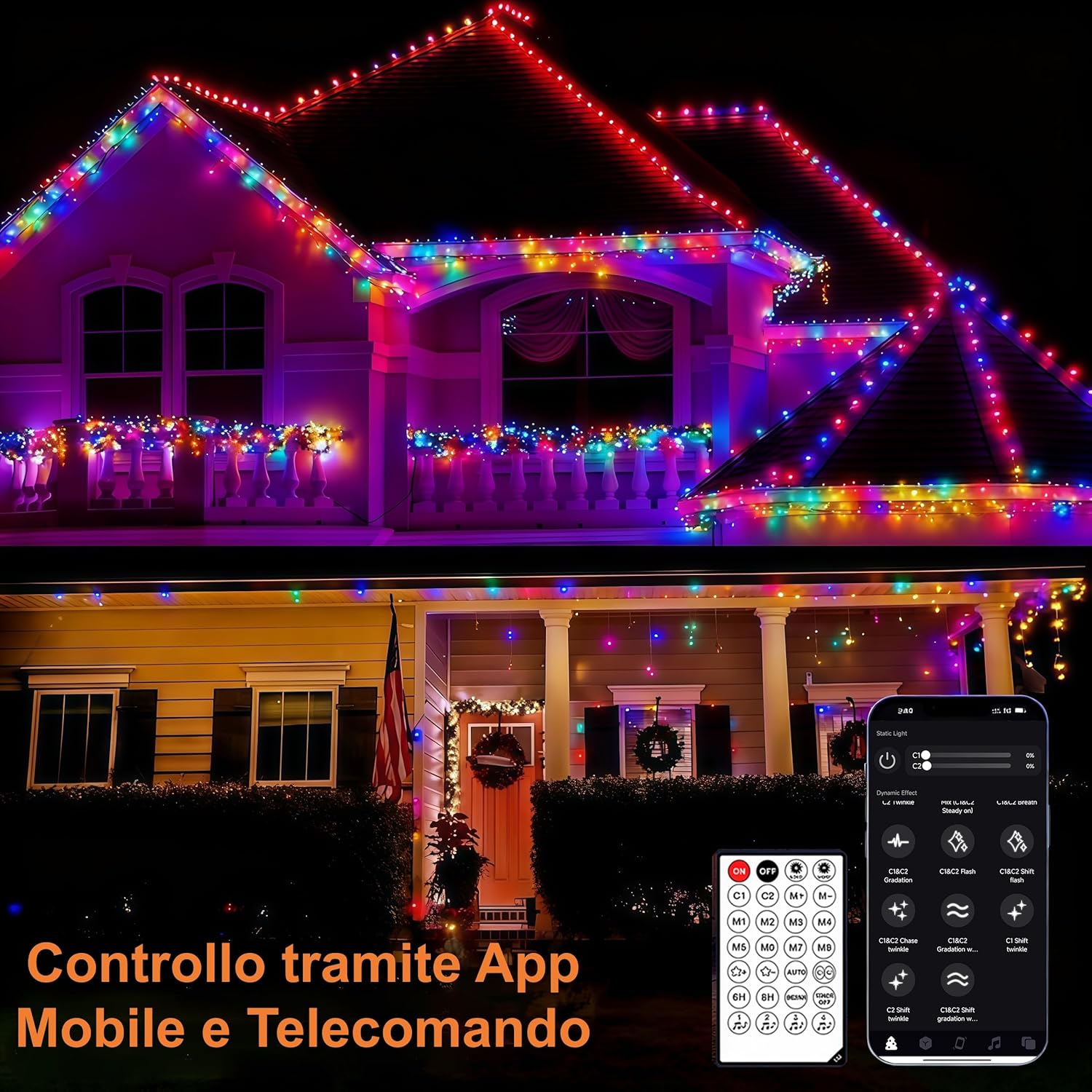 Luci Natale Esterno Cascata 10M 400L con APP e Telecomando - immagine 4